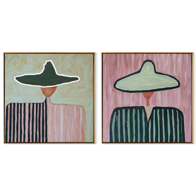 Opposite Horses Share Ground – black Western Rider Diptych Painting | Modern Vintage Americana Set of 2 Wall Art