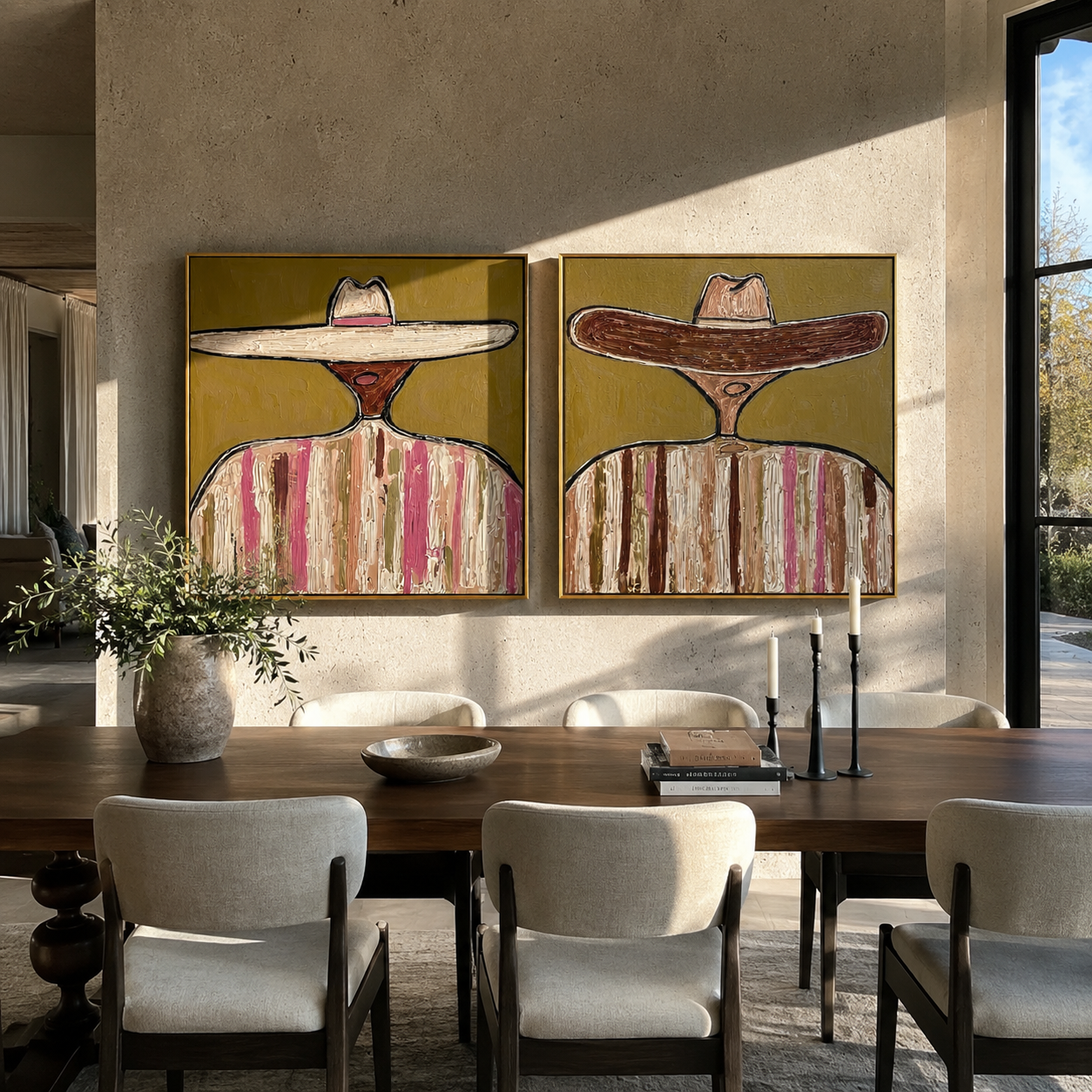Low Brims Stretch Wide Western diptych displayed in a contemporary interior