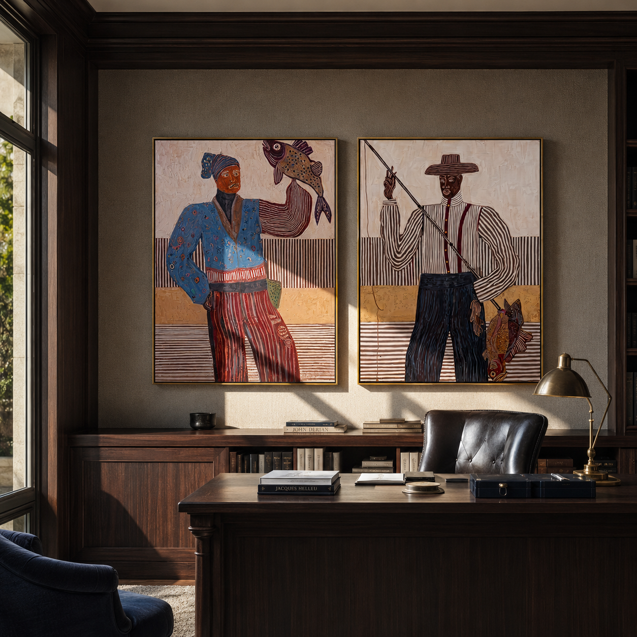 Prairie Music Holds Color Western diptych displayed in a contemporary interior