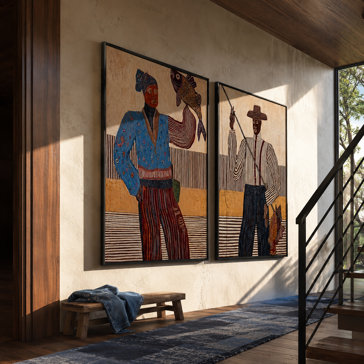 Prairie Music Holds Color Vintage Americana diptych in a collected room