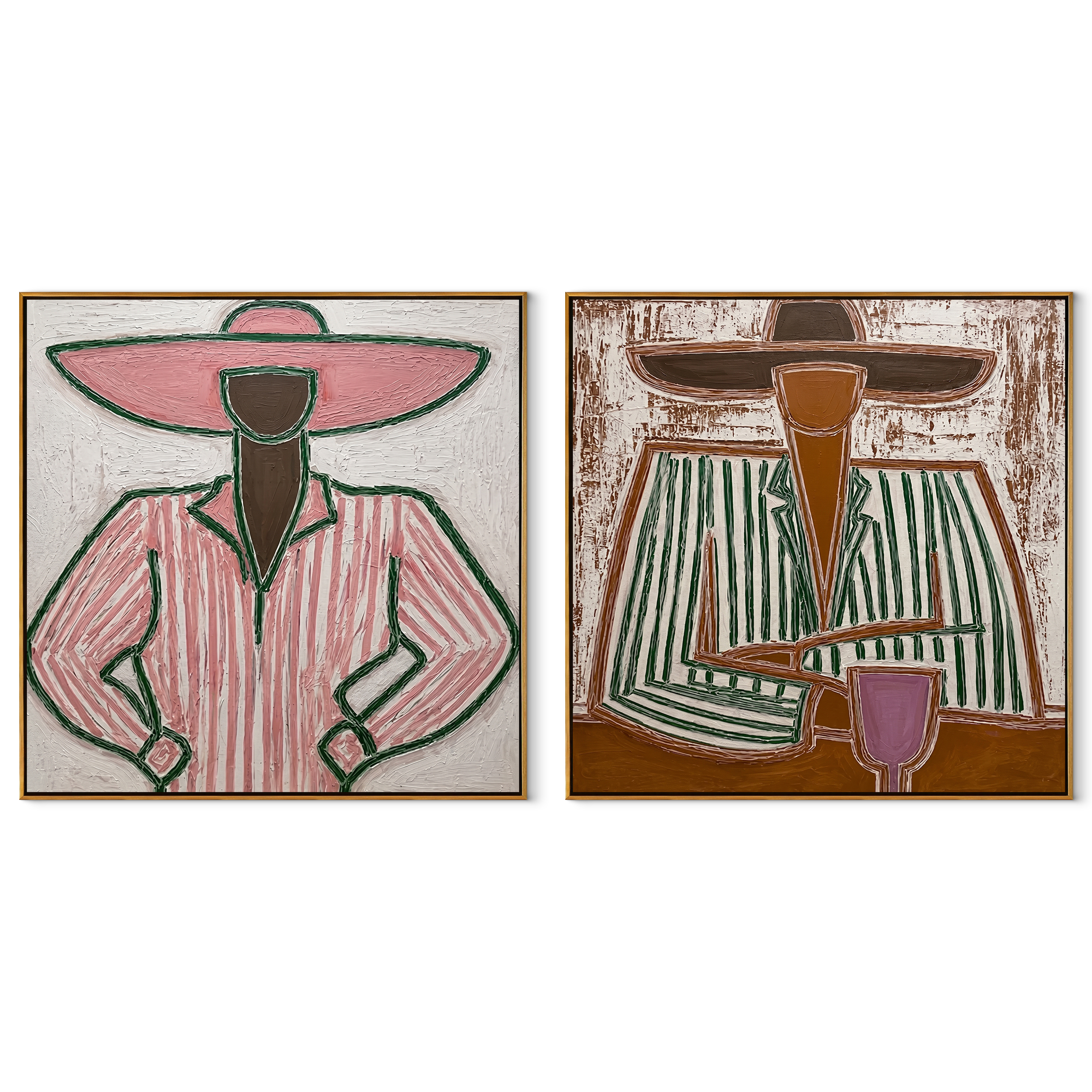 Coffee Brims Share Pause set of two square canvas artworks on white