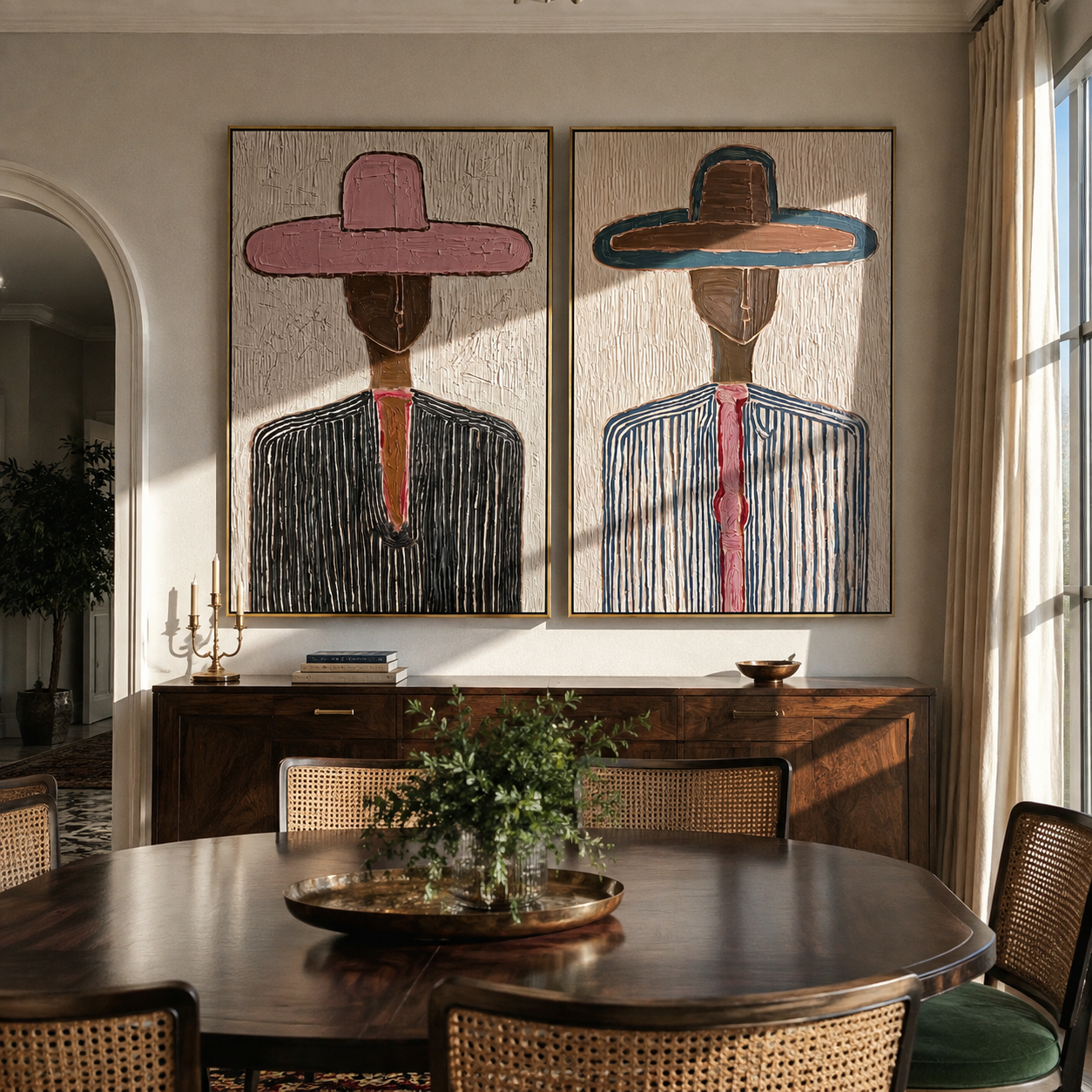 Blue Shirts Stand Tall Western diptych displayed in a contemporary interior