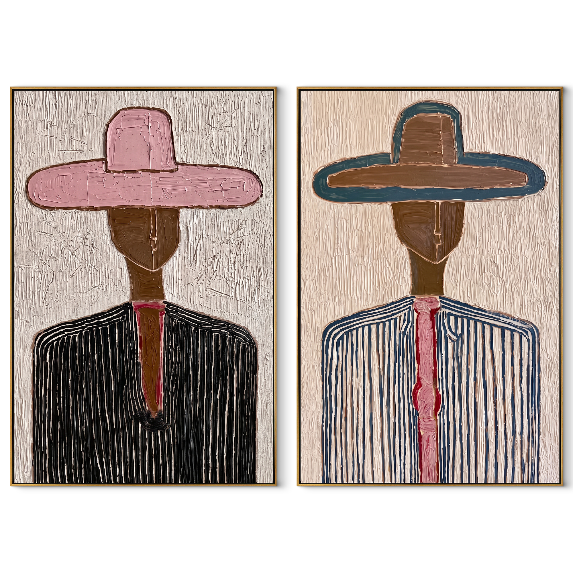 Blue Shirts Stand Tall set of two vertical canvas artworks on white