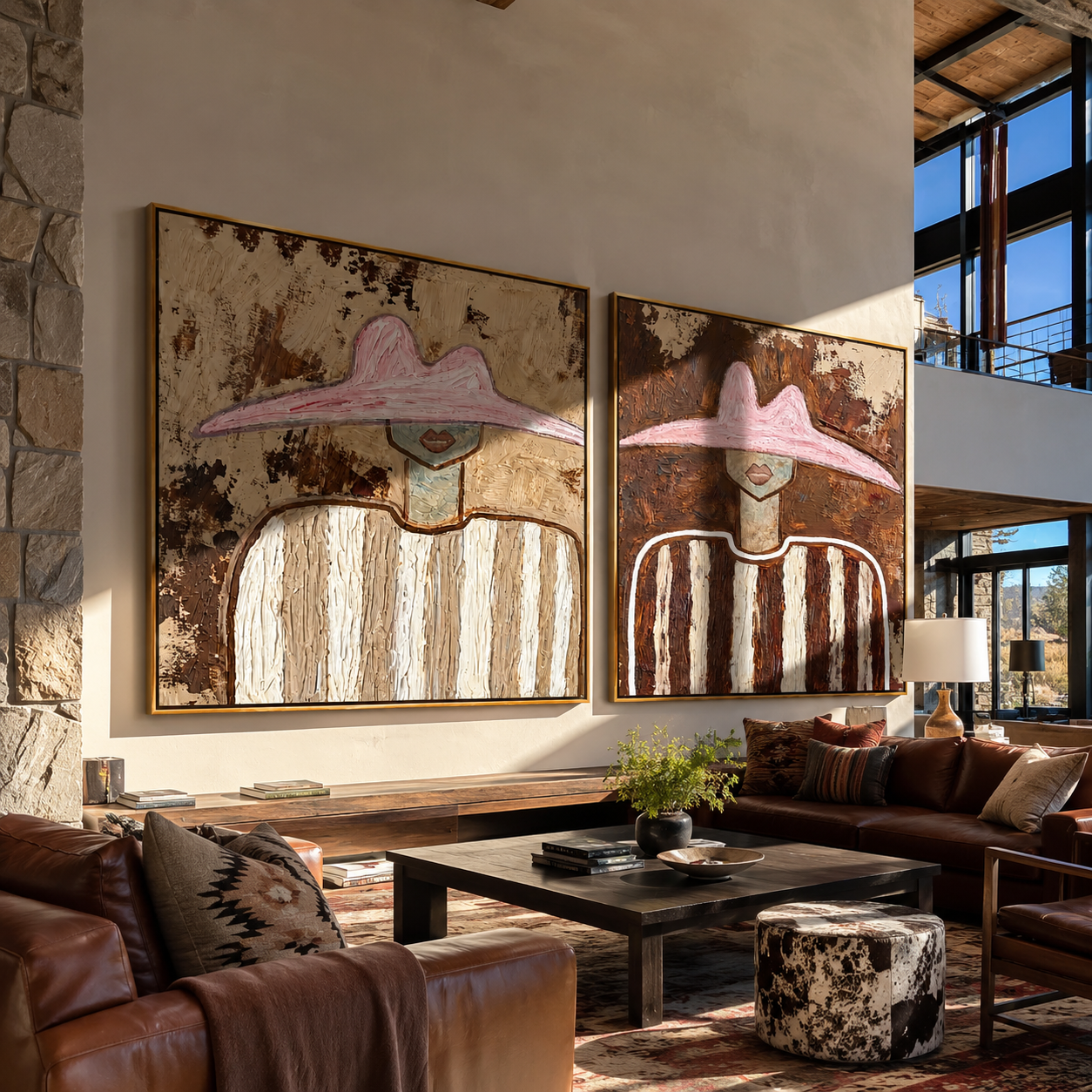 Rose Brims Weather Time Vintage Americana diptych in a collected room