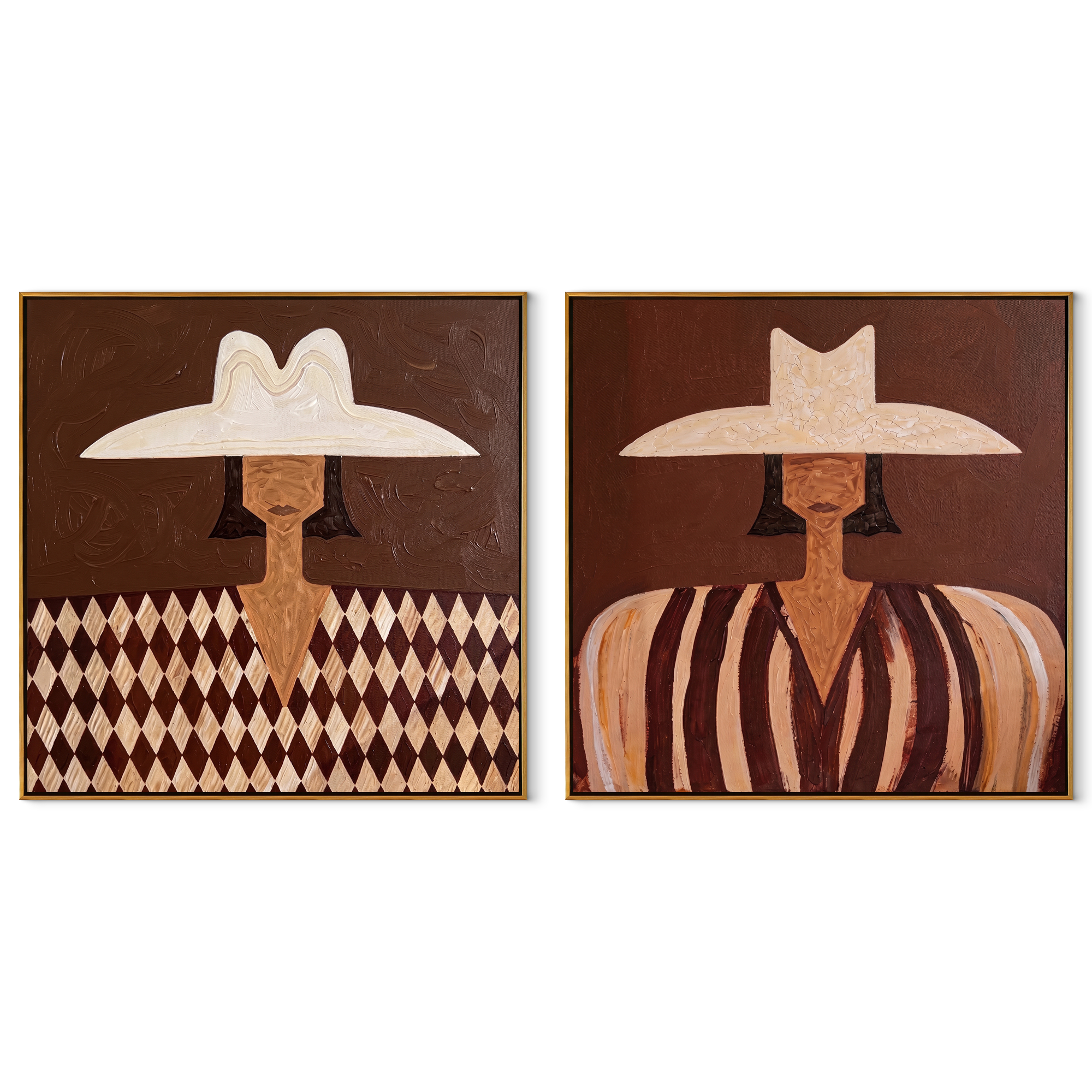 Diamond Shirts Meet Dust set of two square canvas artworks on white