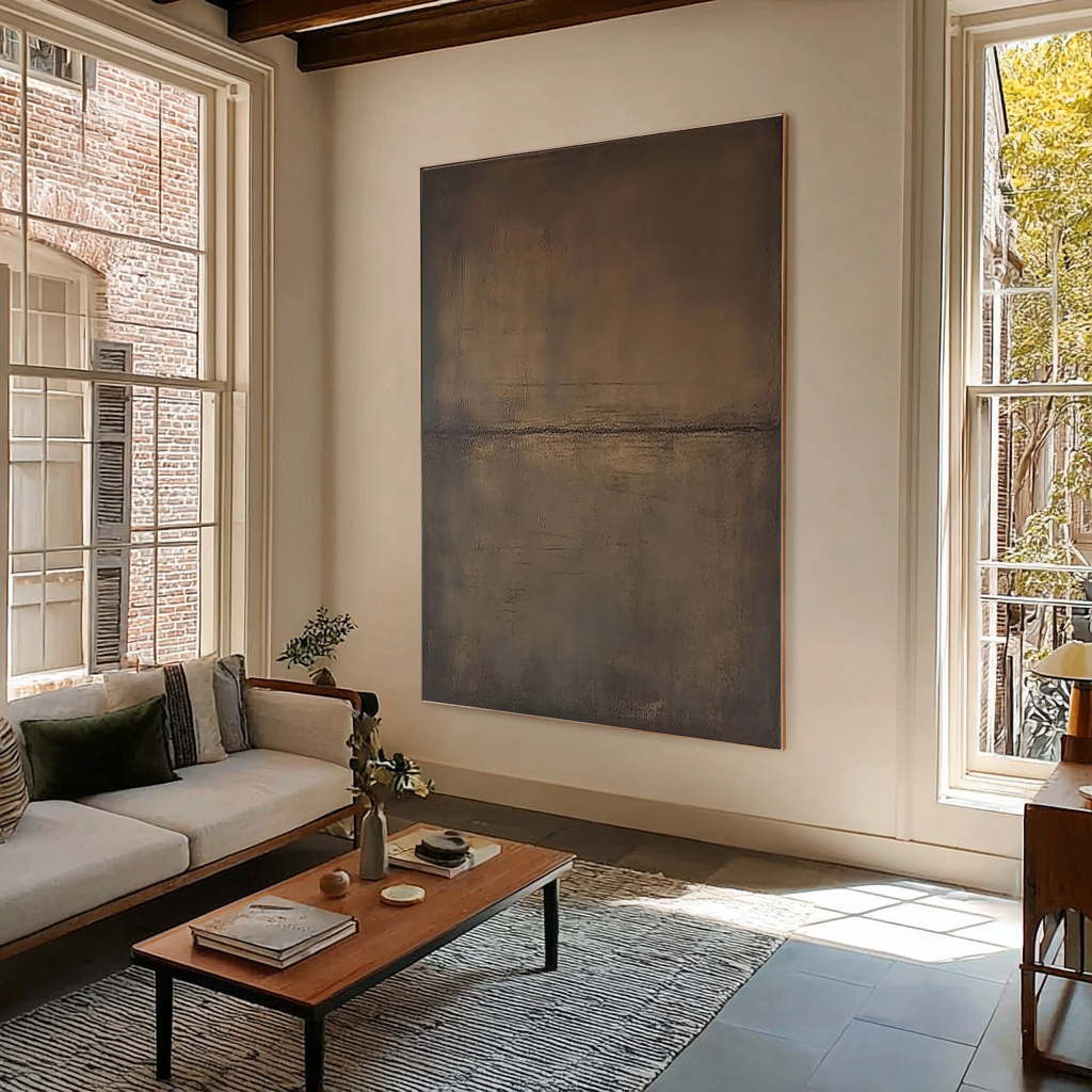 Ancient Earth – Hand-Painted Rusty Bronze Abstract 3D Wabi-Sabi Painting | Japandi Wabi-Sabi Living Room & Bedroom Art