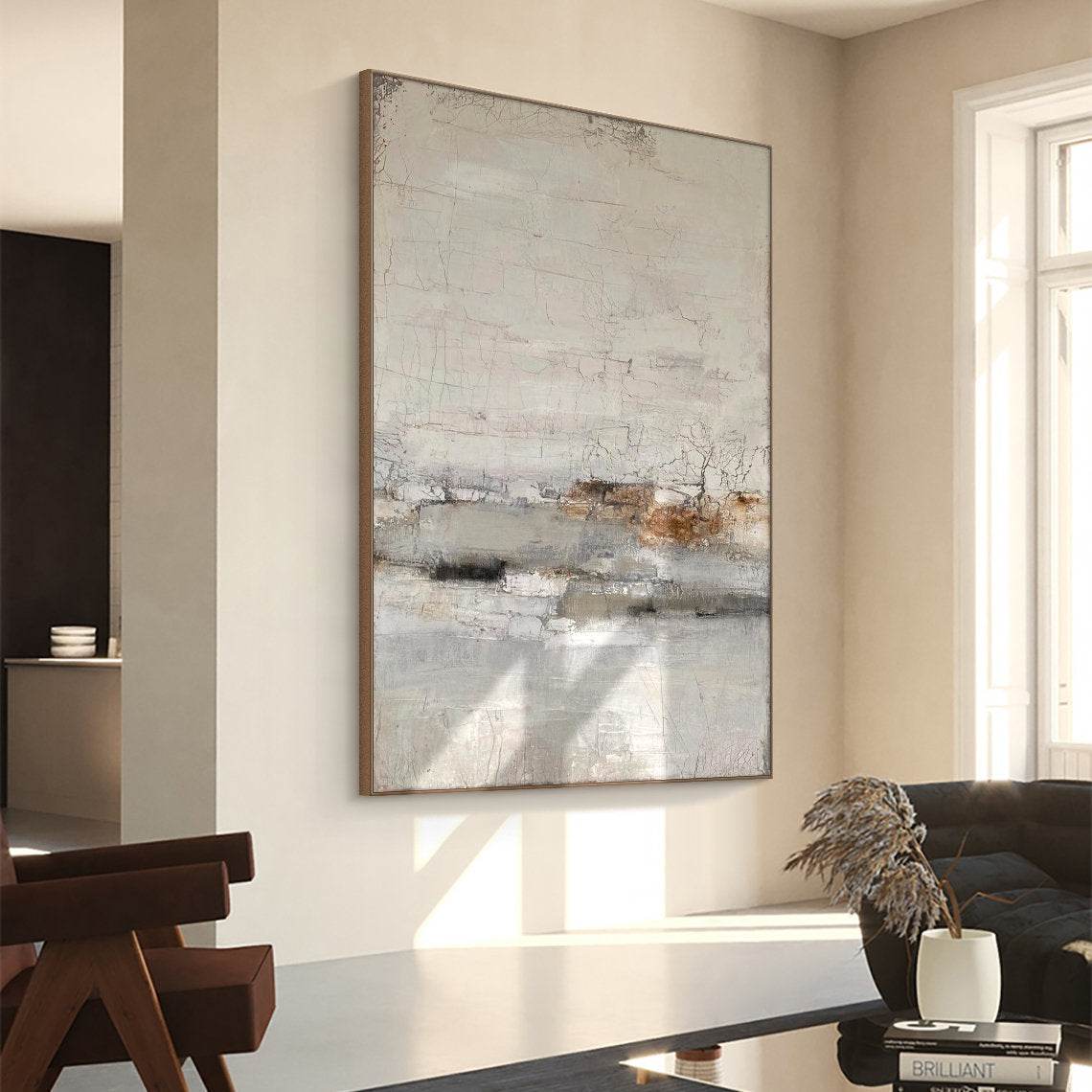 Rustic Strata – Hand-Painted Neutral Beige and Rust Palette Knife Wabi-Sabi Painting | Japandi Organic Wabi-Sabi Living Room & Hallway Art
