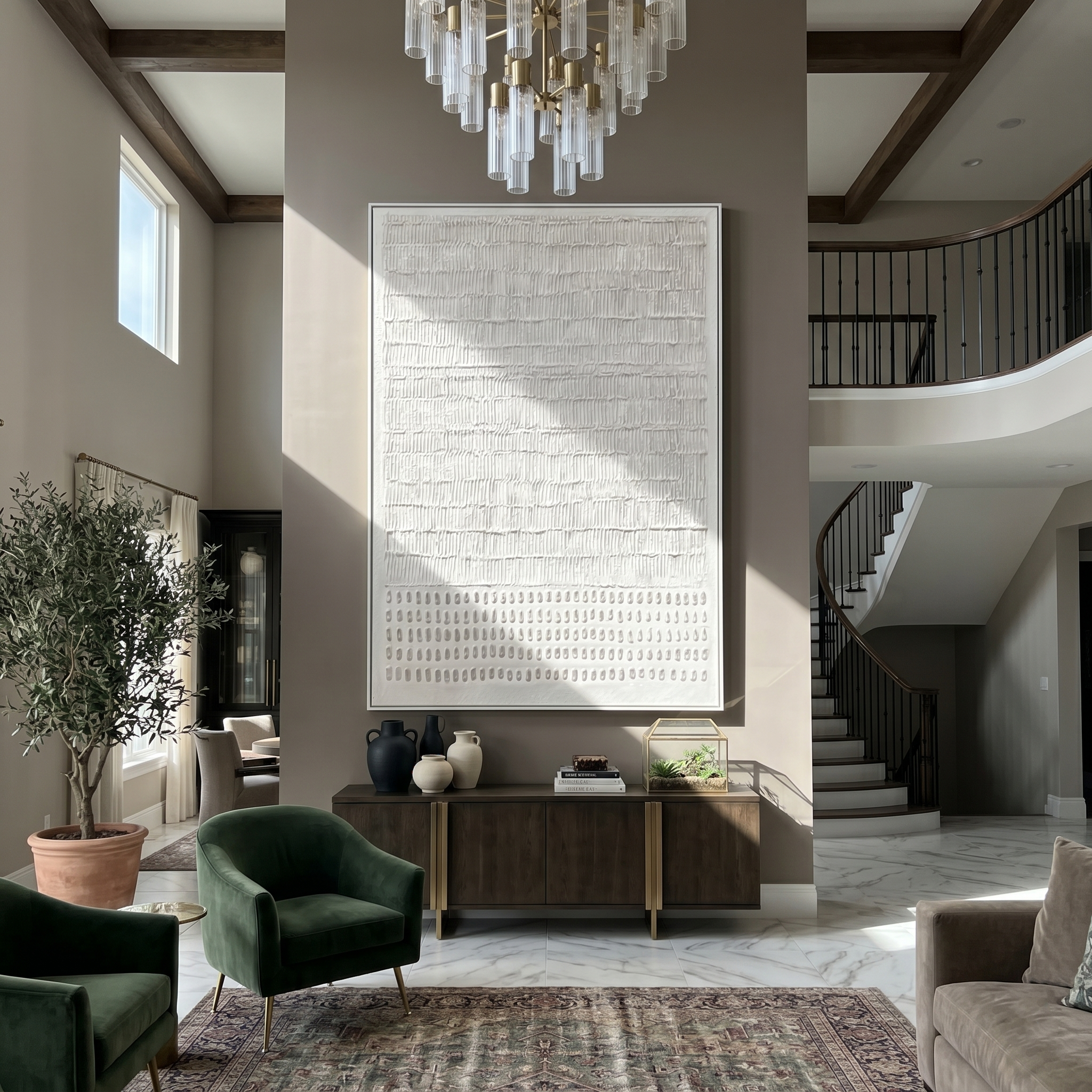 Ivory Seedscape – Textured White Relief Painting with Seed Dots | Wabi-Sabi Vertical Art