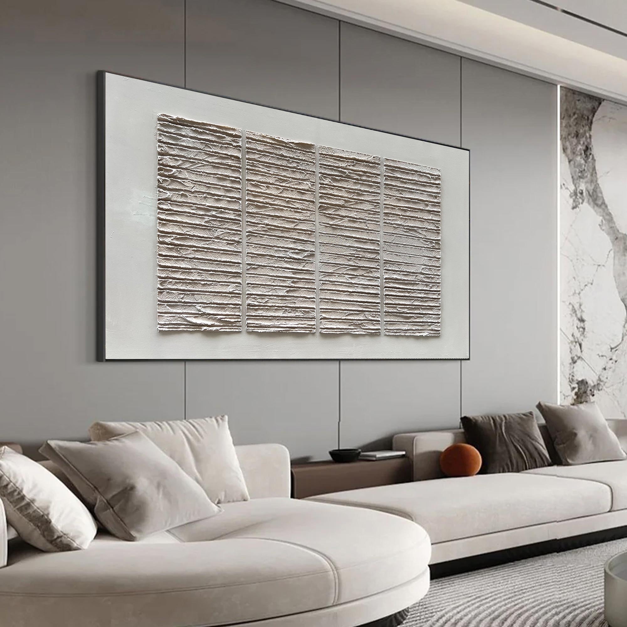 Zen Script – 3D Linear Matrix Relief Wabi-Sabi Painting | Japandi Wabi-Sabi Living Room & Bedroom Art