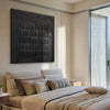 Onyx Rhythm – Hand-Painted All-Black Minimalist Plaster Relief Wabi-Sabi Painting | Modern Noir Wabi-Sabi Living Room & Home Office Art