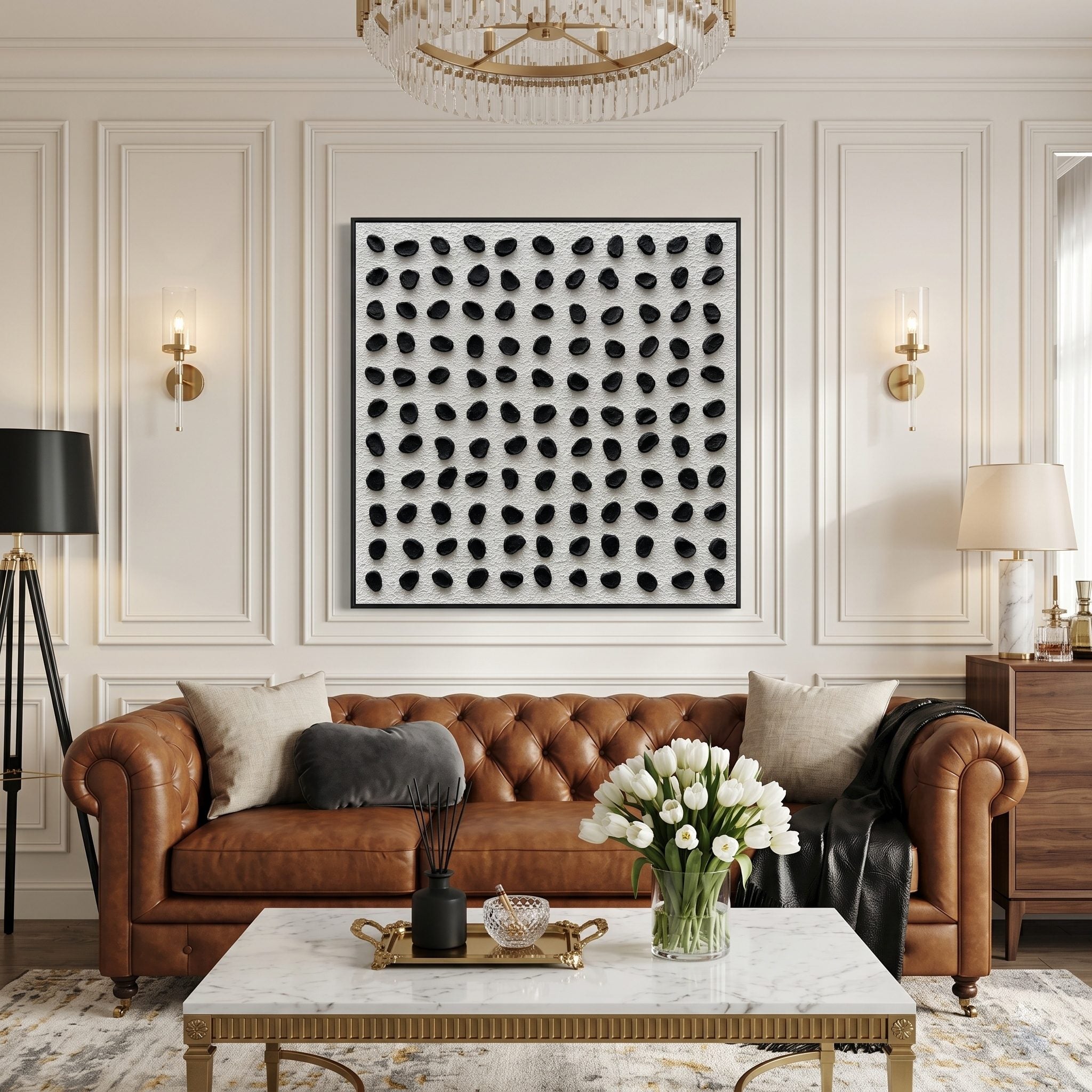 Rhythm of Order – Wabi-Sabi Black & White Heavy Textured Abstract Grid | Minimalist Hallway Decor