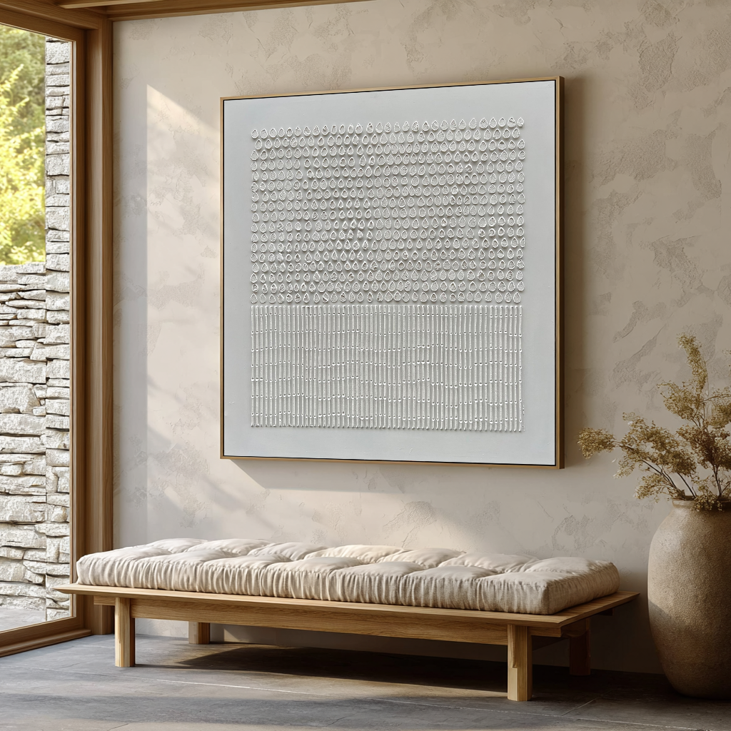 Silent Order – Minimalist Monochromatic Geometric Art | Luxury Modern Wabi-Sabi Living Room Art