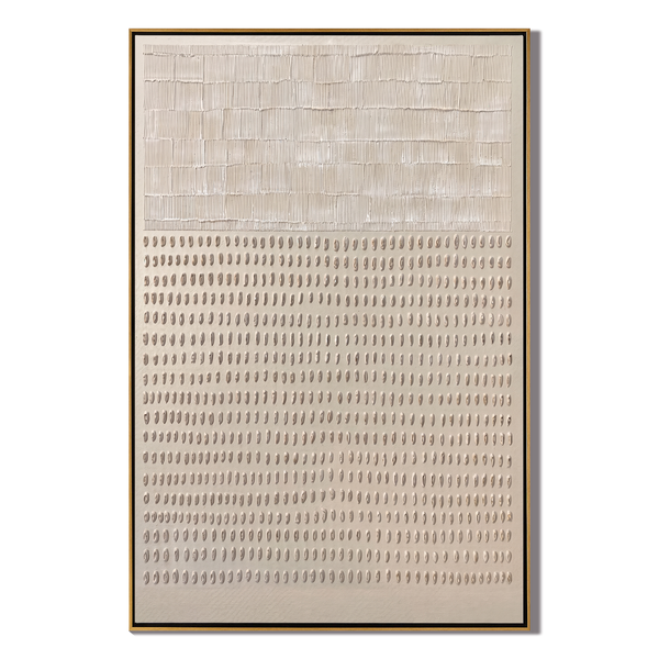Pearl Relief – Layered Textured White Ridge Painting | Wabi-Sabi Vertical Art