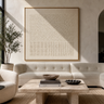 Pebbled Rain Rhythm – Ivory Textured Plaster Painting | Minimalist Square Wall Art