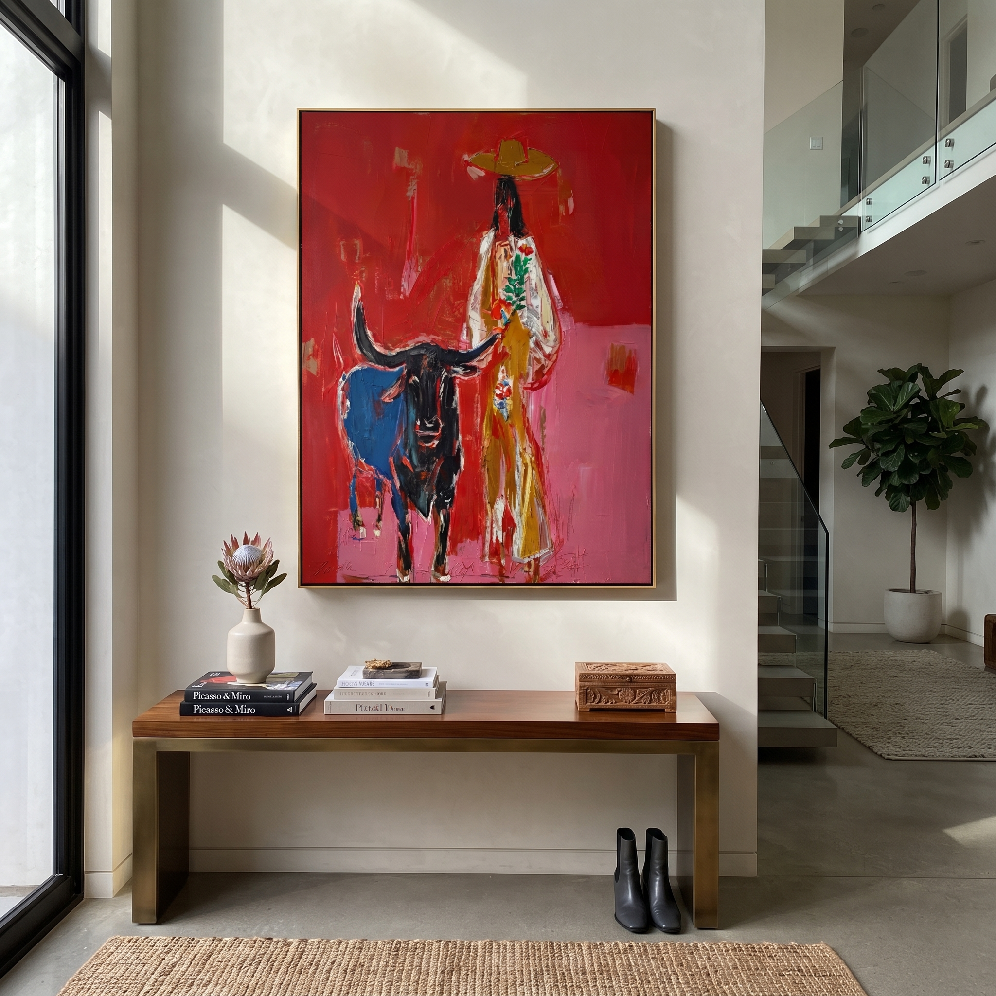 Floral Coat Guards Horns presented as a colorful interior focal point