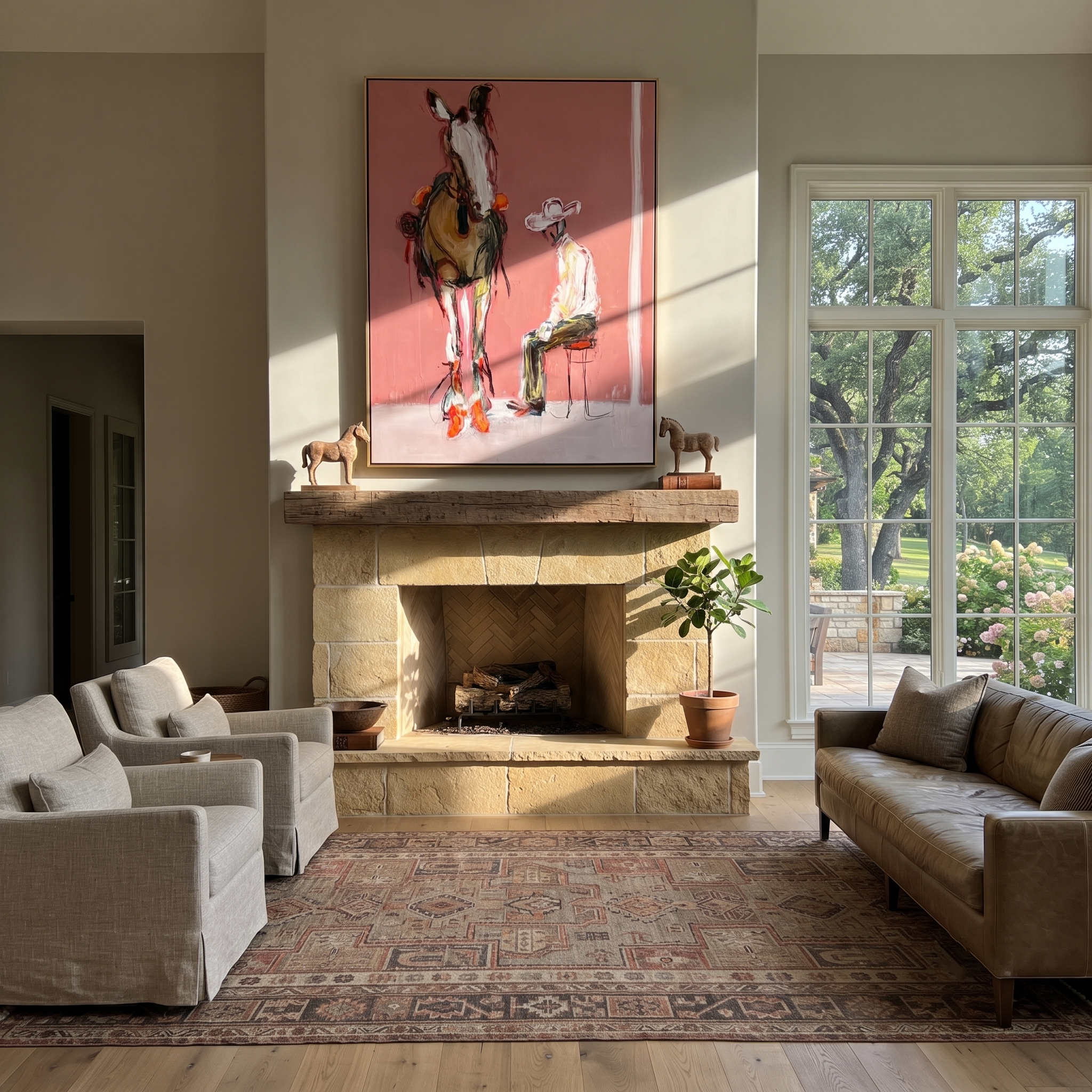 Quiet Chair Meets Horse displayed in a collected contemporary interior