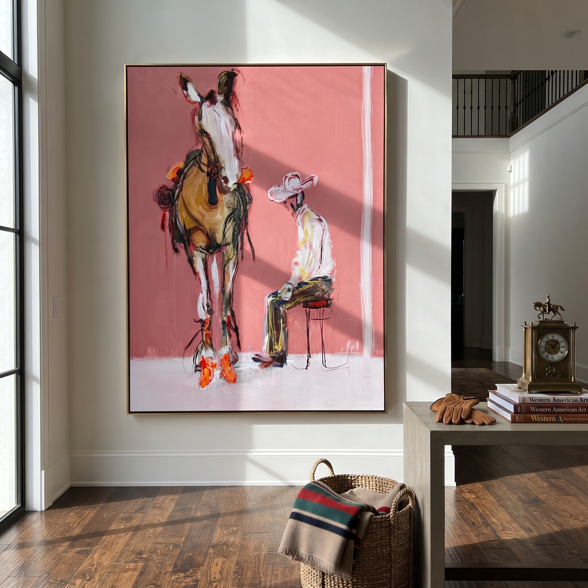 Quiet Chair Meets Horse presented as a colorful interior focal point