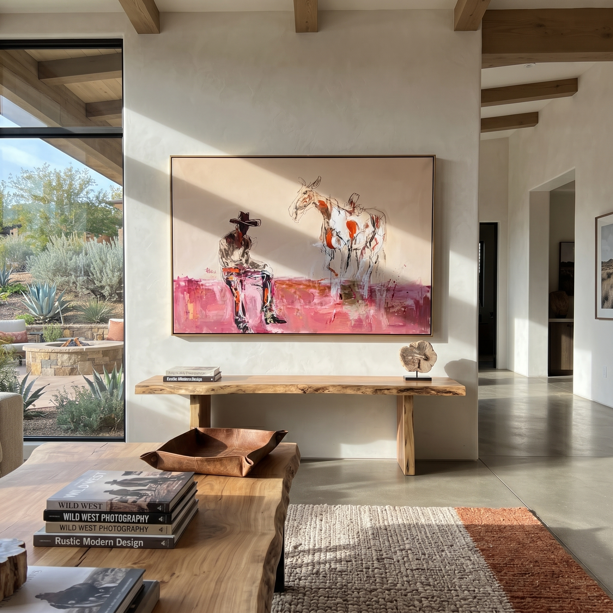 Pink Dust Holds Distance displayed in a collected contemporary interior