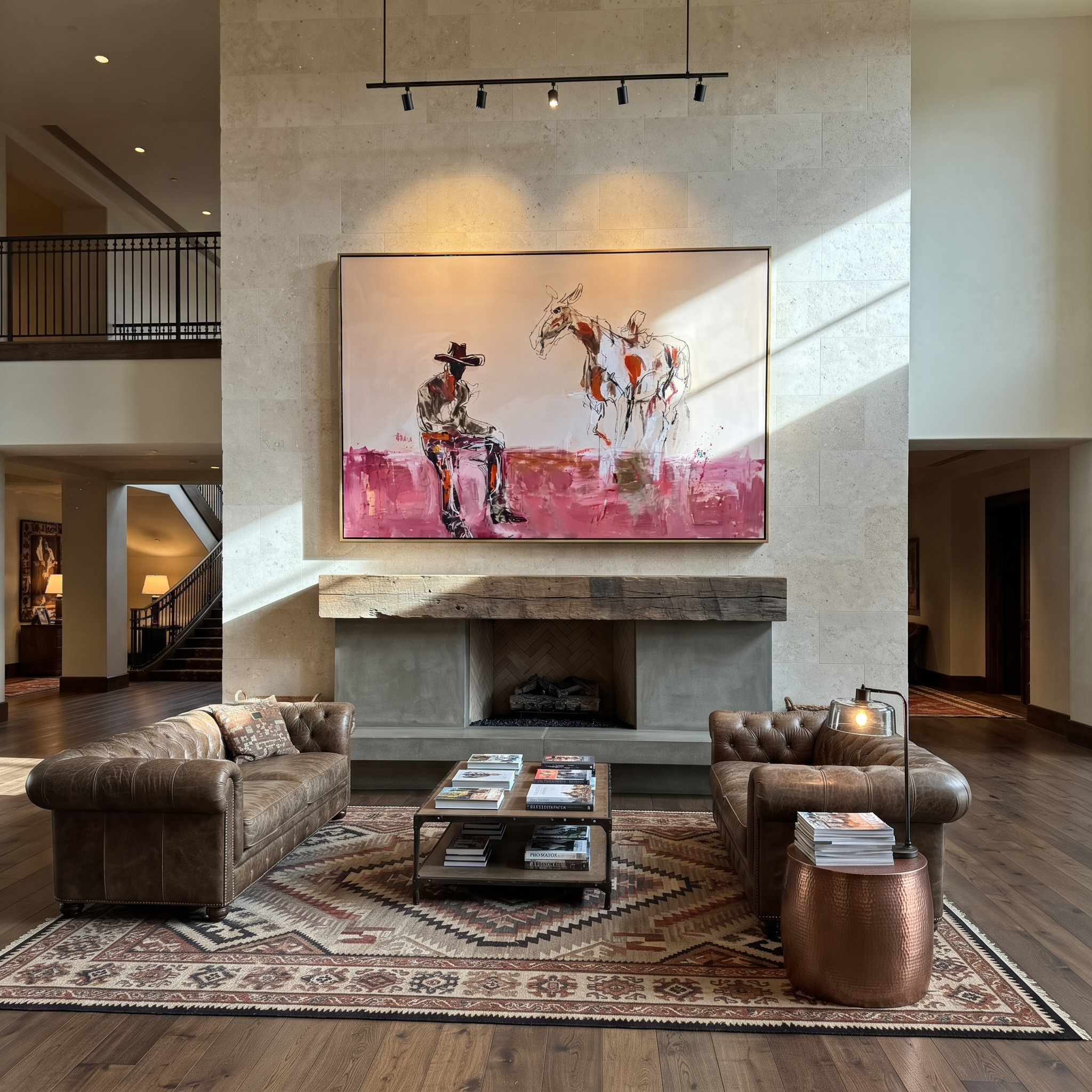 Pink Dust Holds Distance displayed in a layered residential setting