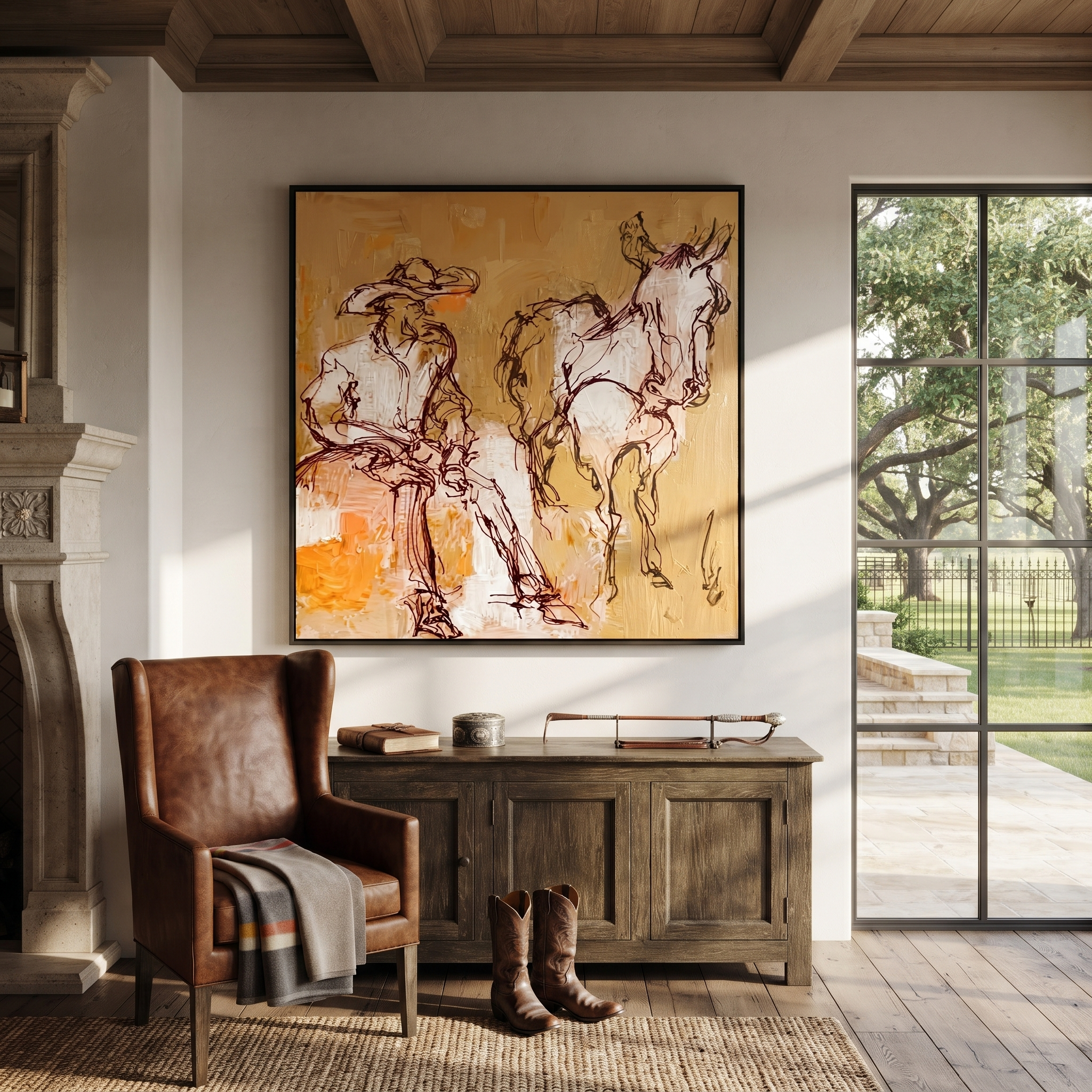 Pale Reins Pause Together displayed in a collected contemporary interior