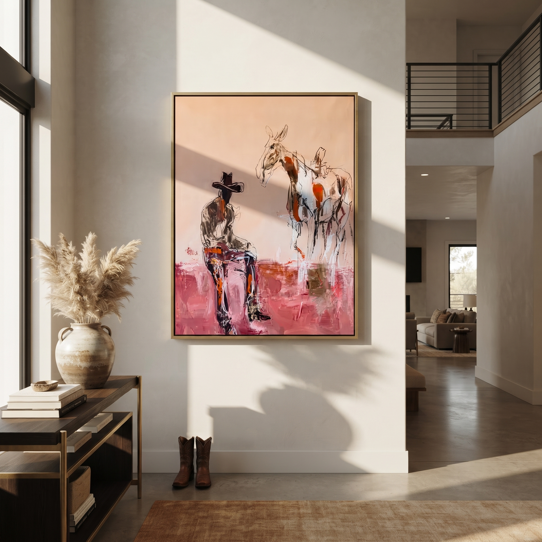Blush Ground Holds Waiting presented as a colorful interior focal point