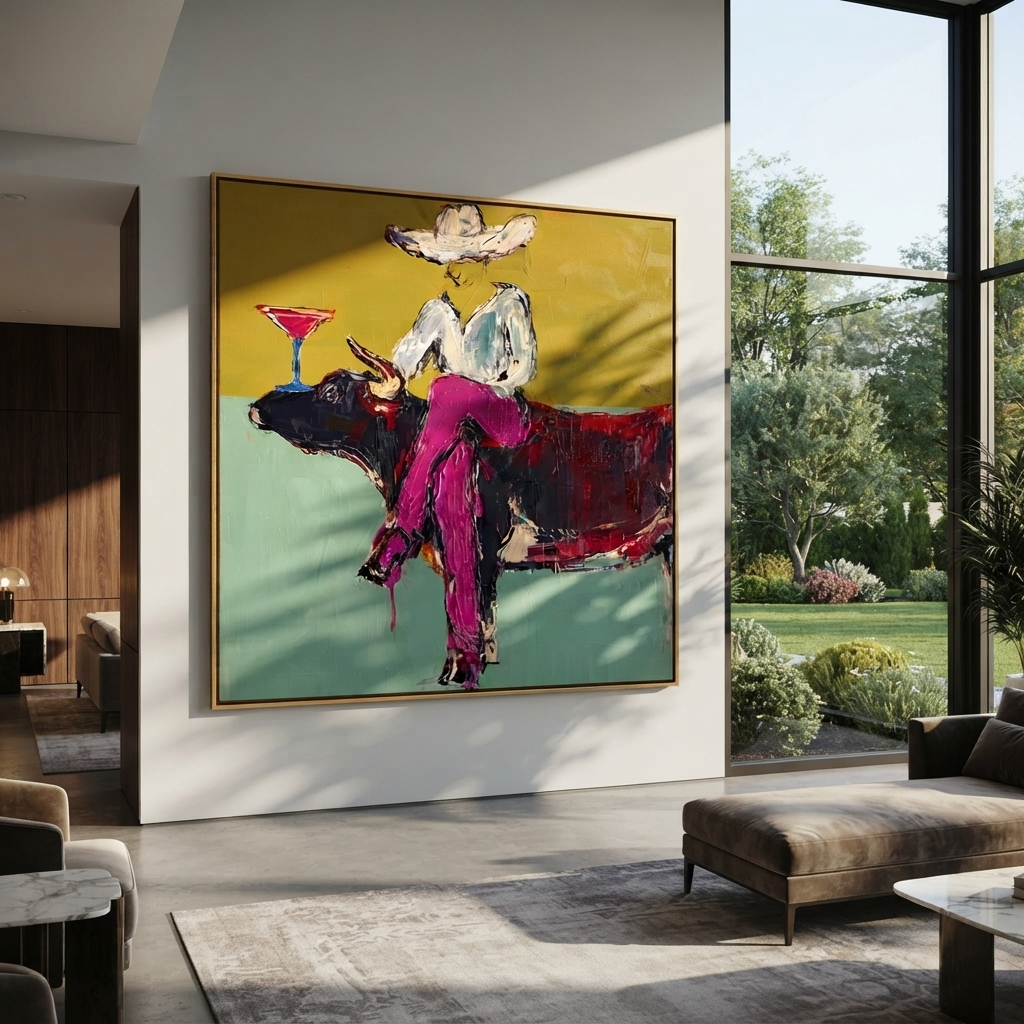 Martini Rests Above Horns displayed in a collected contemporary interior