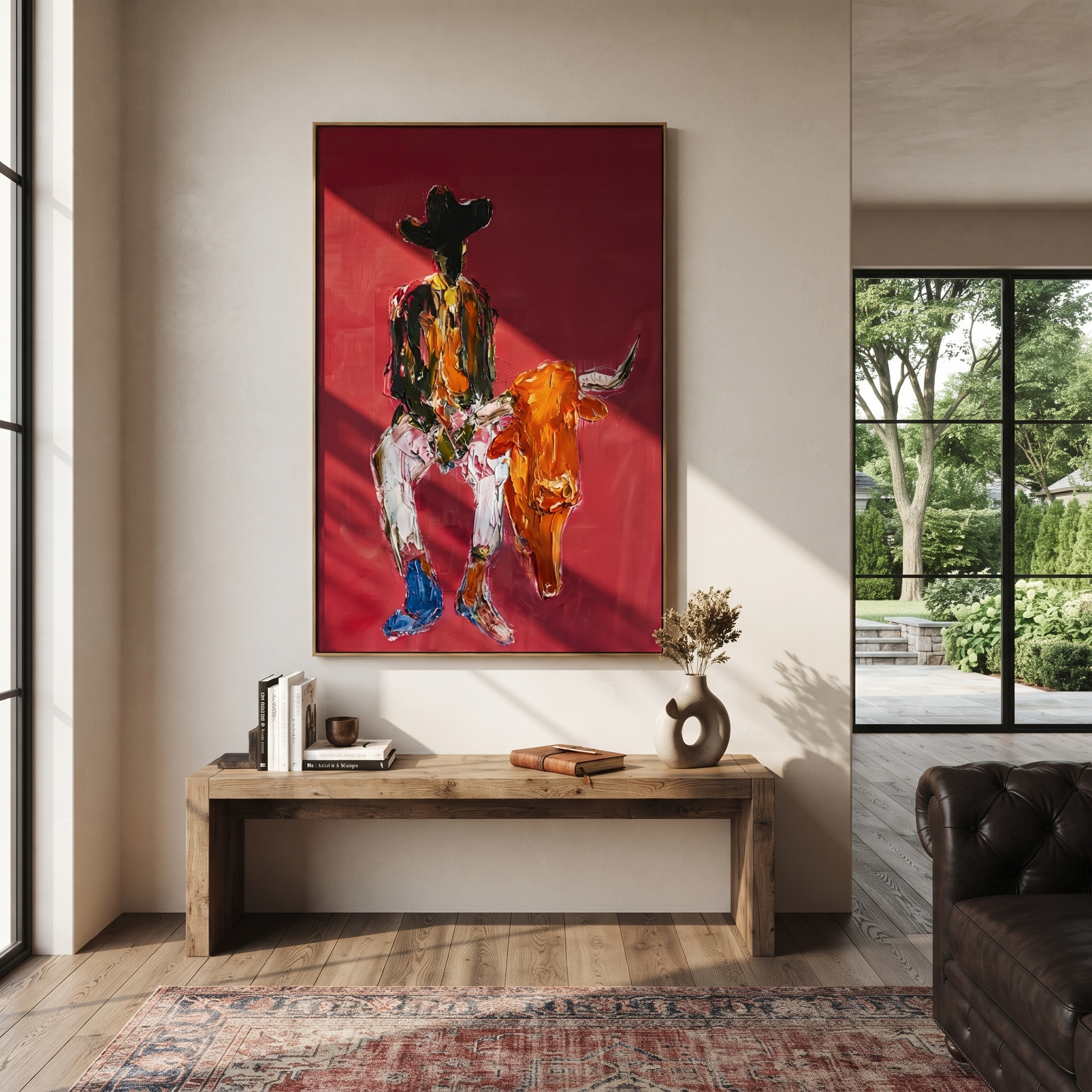 Rust Horns Lower Slowly displayed in a collected contemporary interior