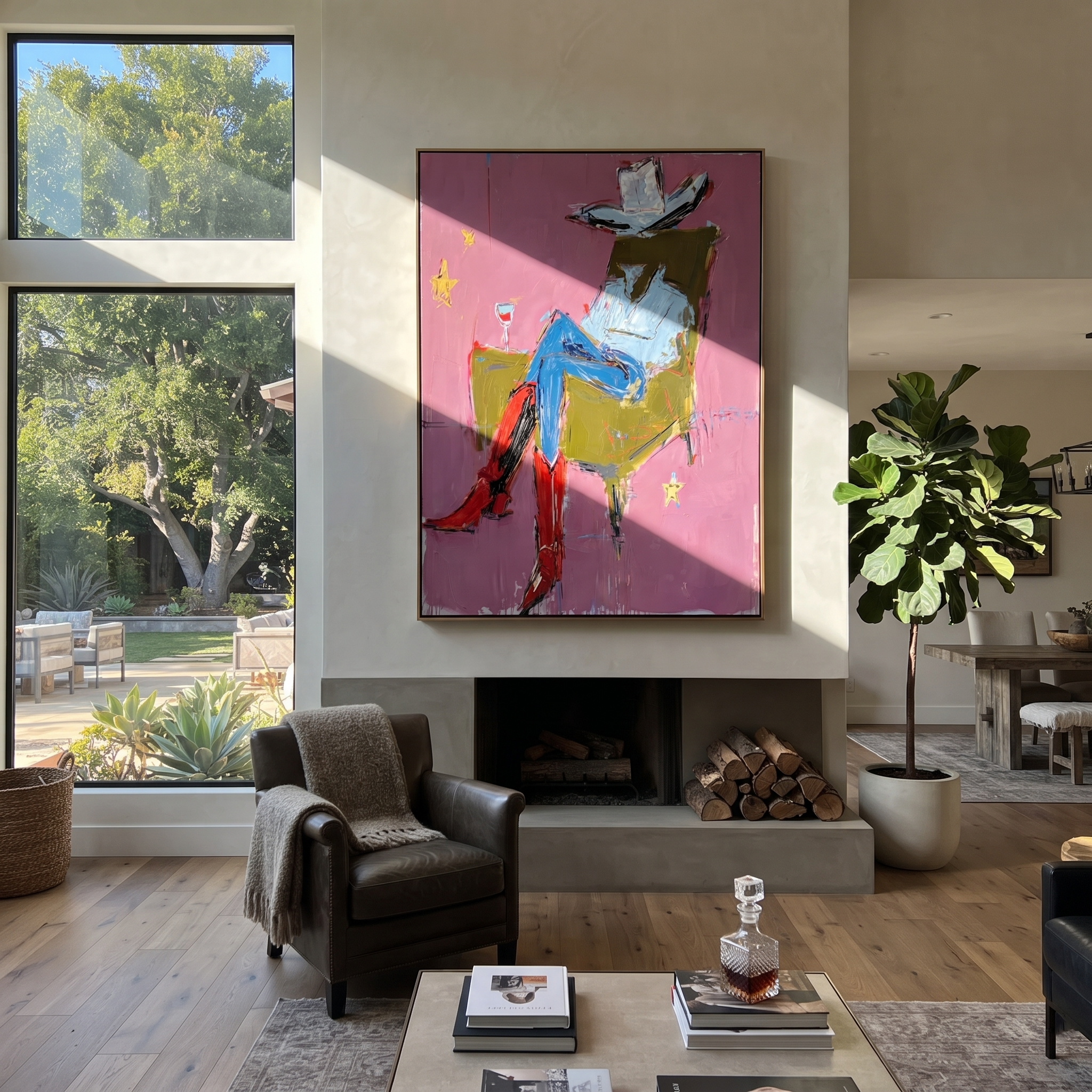 Red Boots Cross Rose presented as a colorful interior focal point