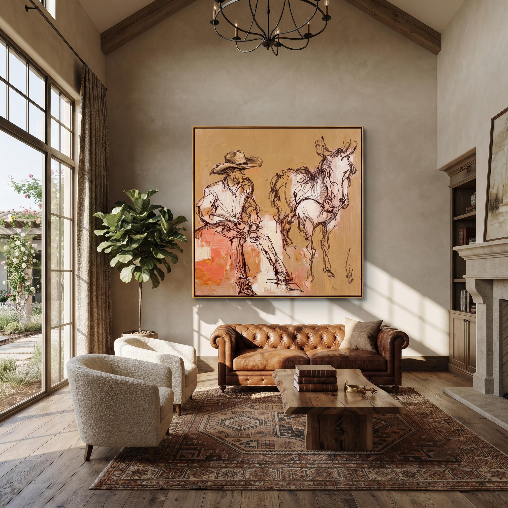 Sand Lines Hold Patience styled with warm modern furnishings