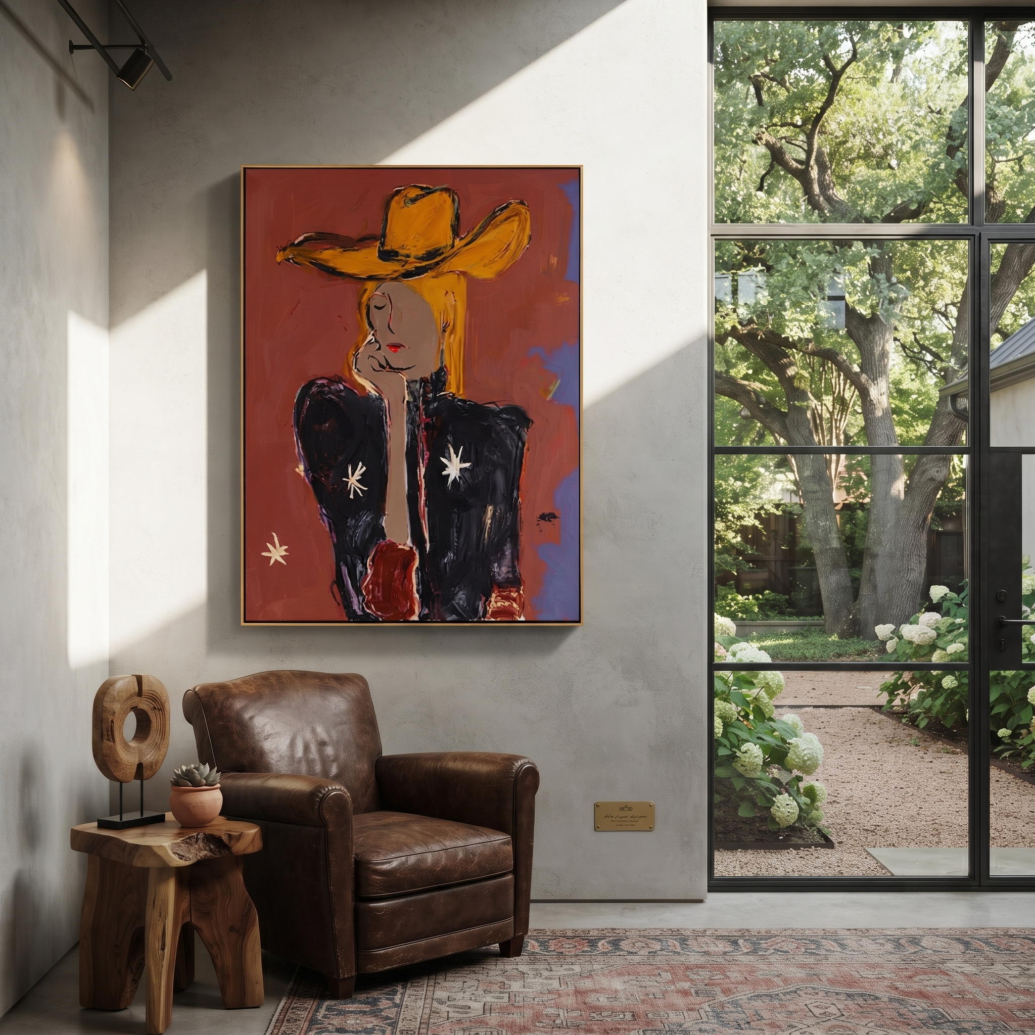 Golden Hat Hides Silence styled with warm modern furnishings