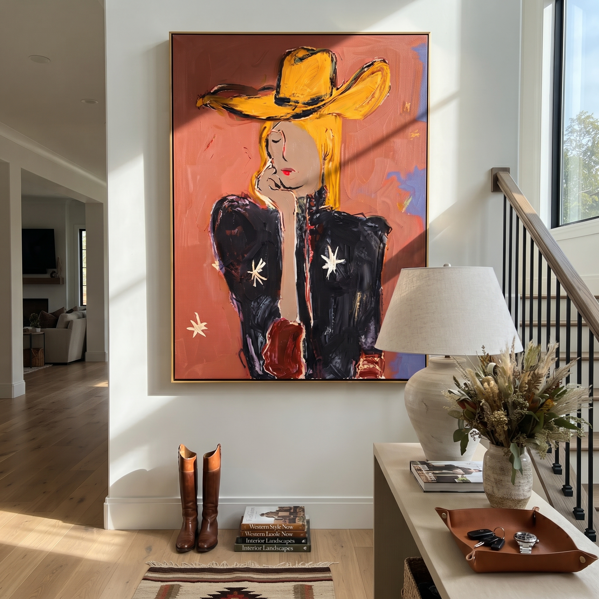 Golden Hat Hides Silence presented as a colorful interior focal point