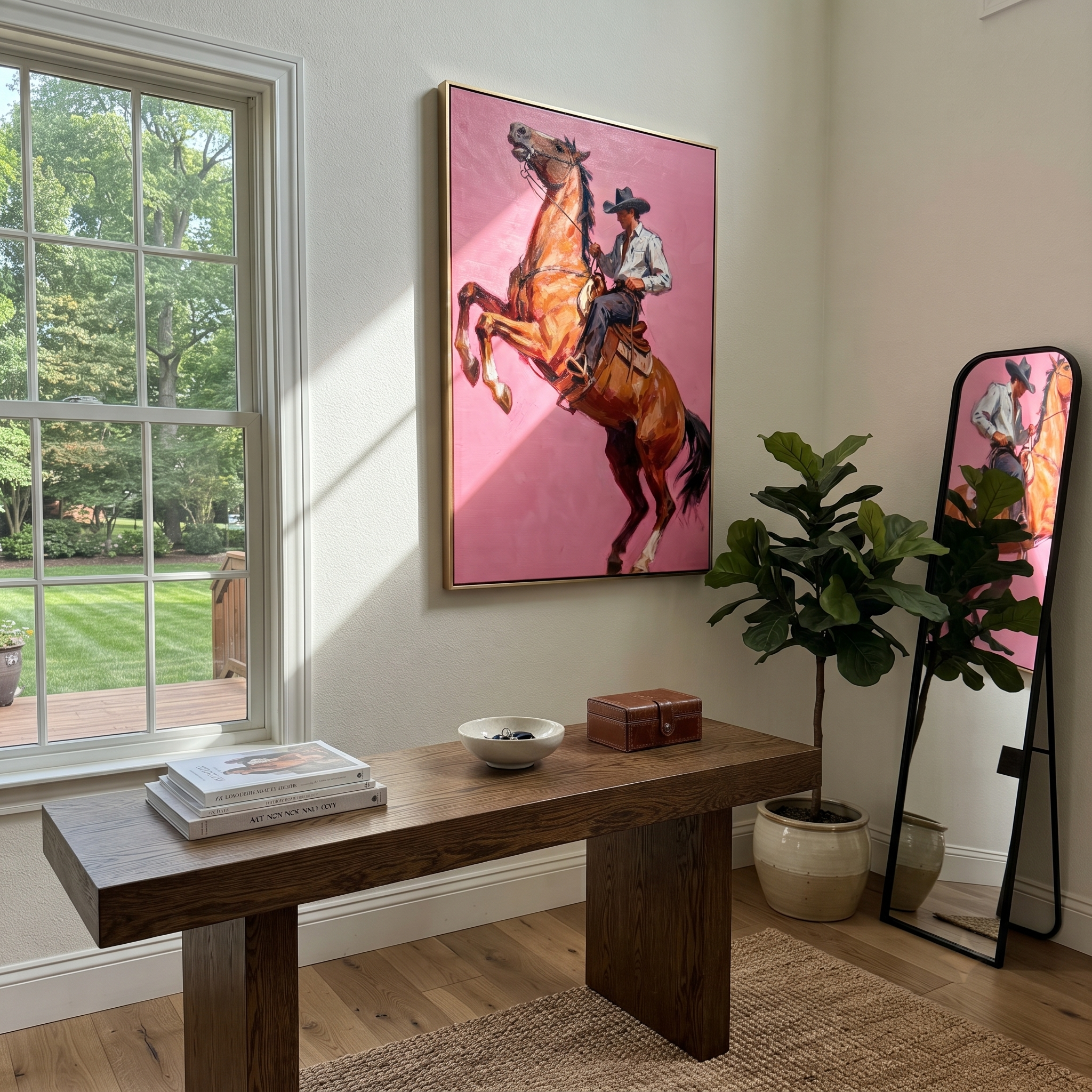 Chestnut Hooves Break Pink presented as a colorful interior focal point