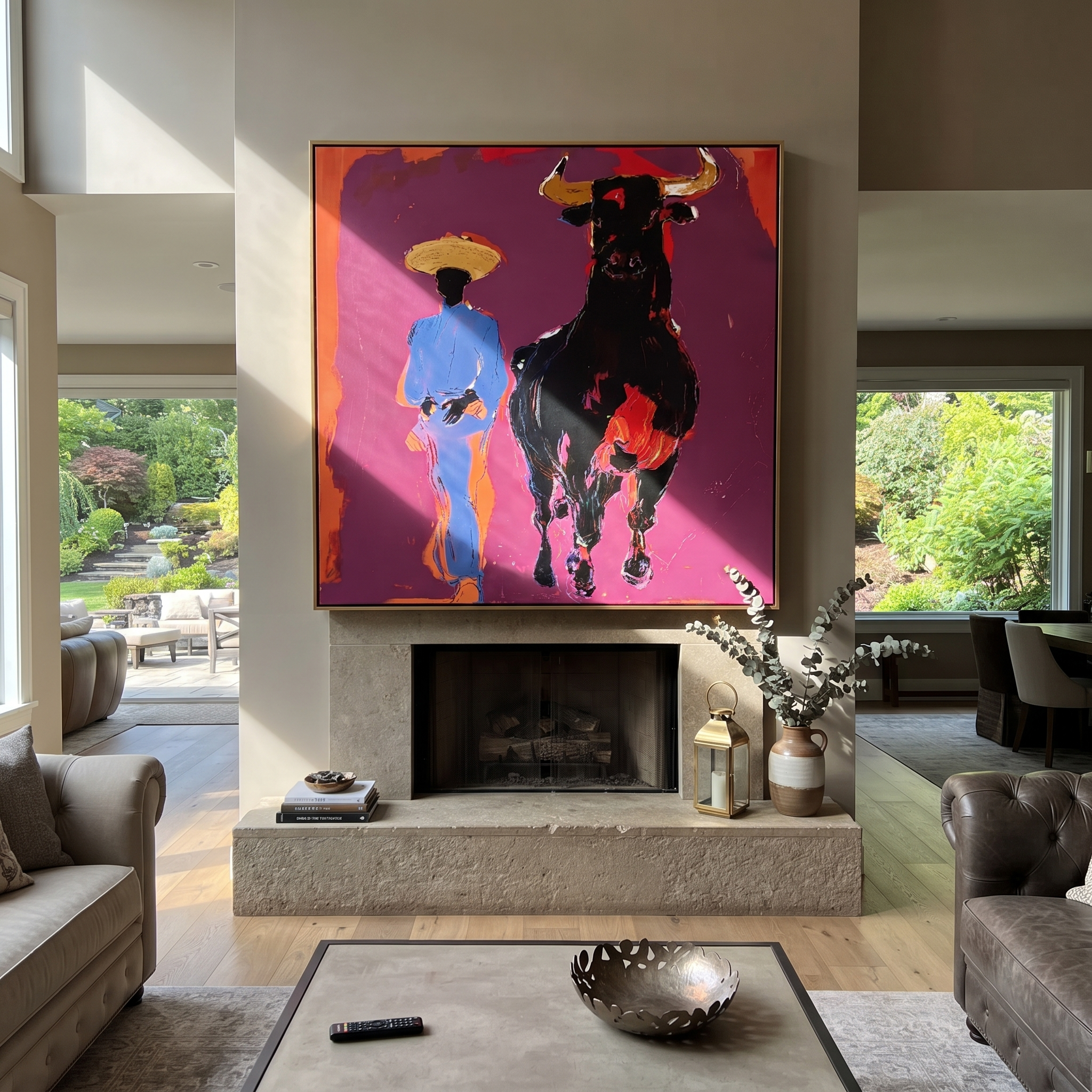 Blue Suit Walks Shadow styled with warm modern furnishings