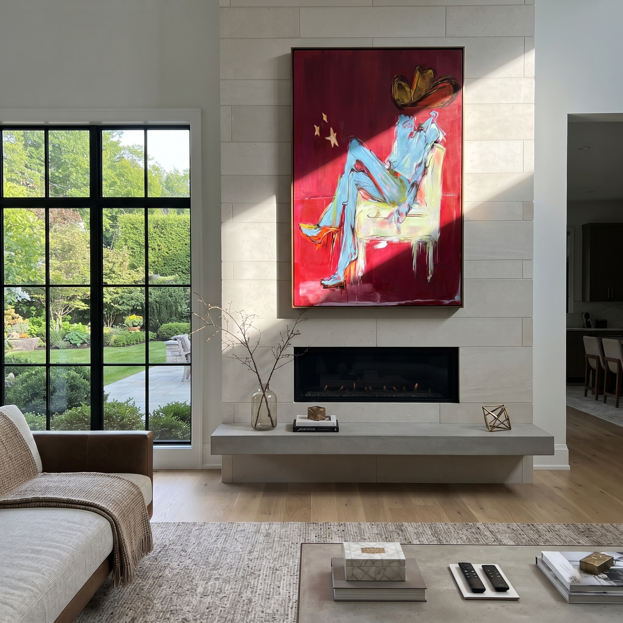 Blue Boots Rest Quietly styled with warm modern furnishings