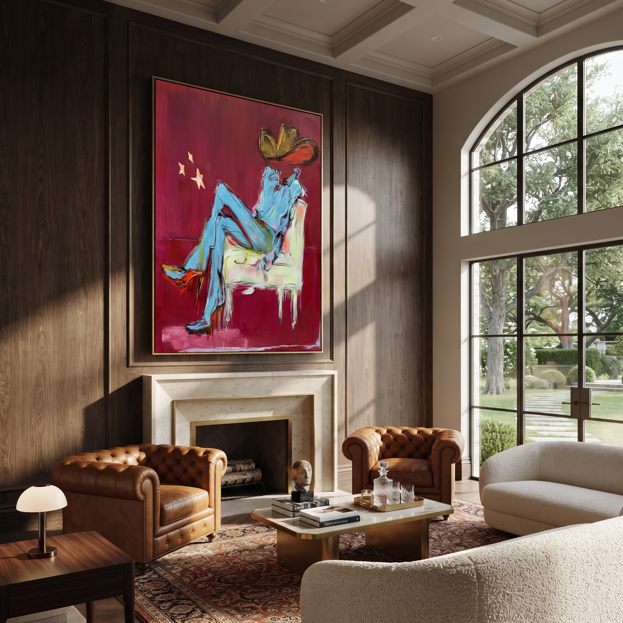 Blue Boots Rest Quietly presented as a colorful interior focal point