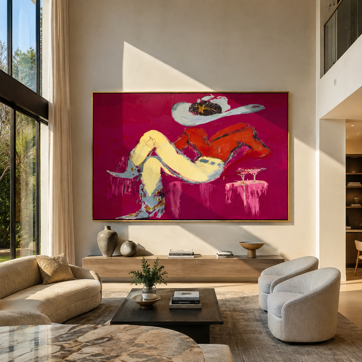 Red Shirt Dreams Sideways styled with wood, linen, and modern decor