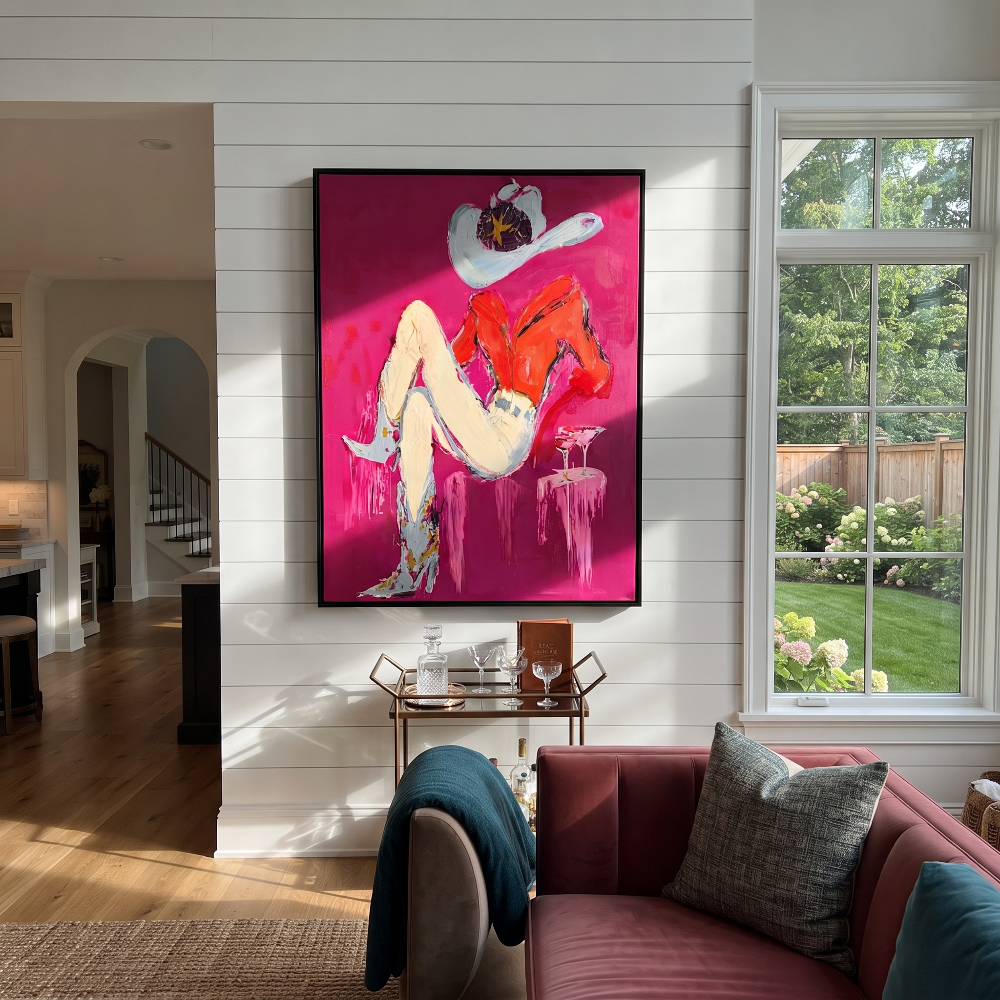 Scarlet Hat Guards Rest displayed in a collected contemporary interior