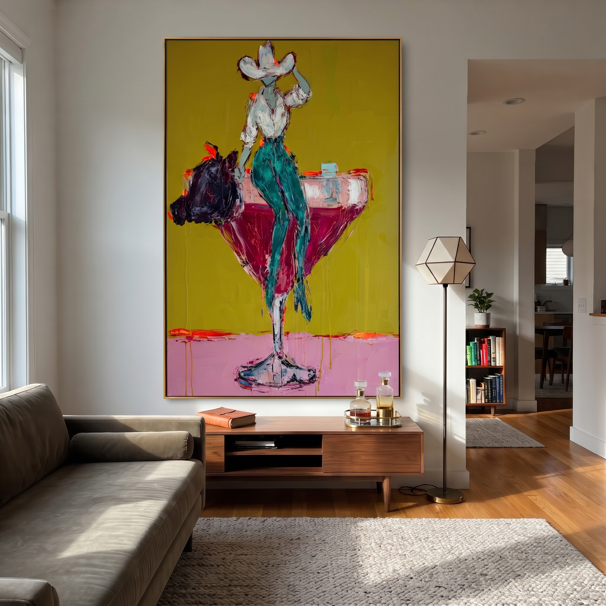 Teal Trousers Balance Gold styled with warm modern furnishings