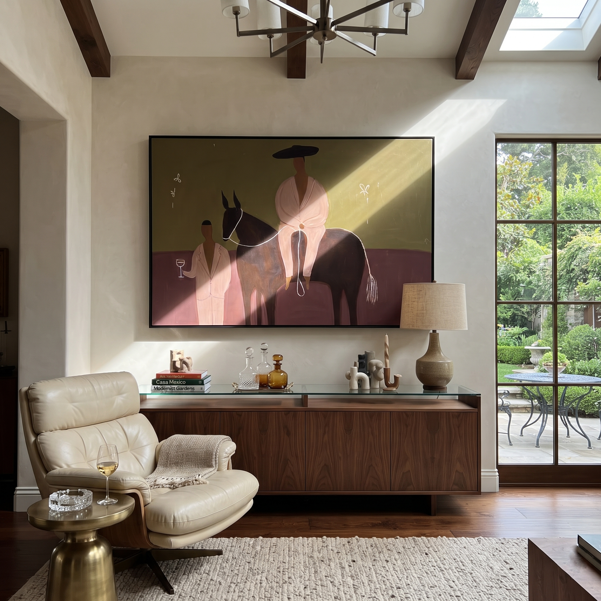 Two Figures Share Reins displayed in a collected contemporary interior