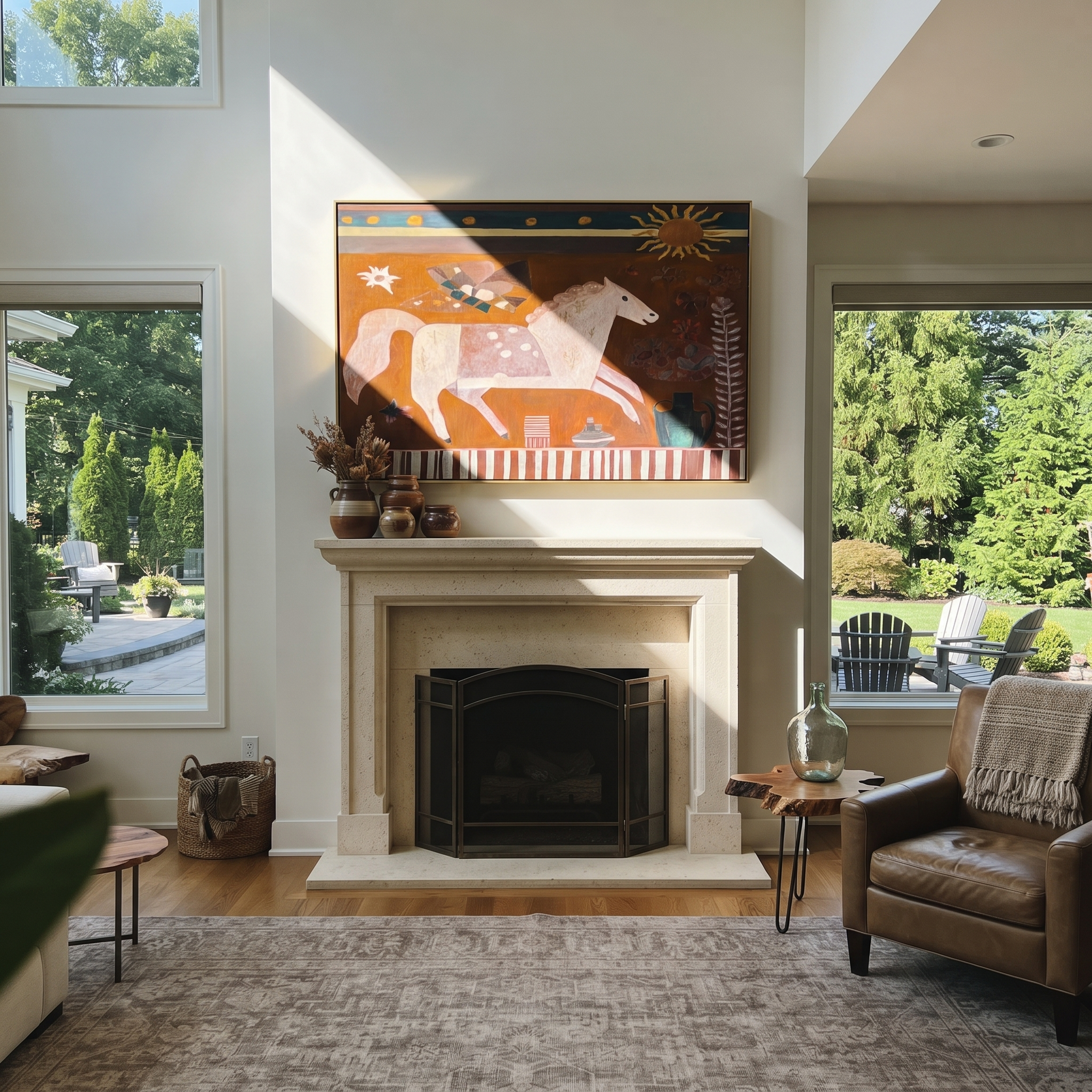 Pale Horse Runs Sunward displayed in a collected contemporary interior