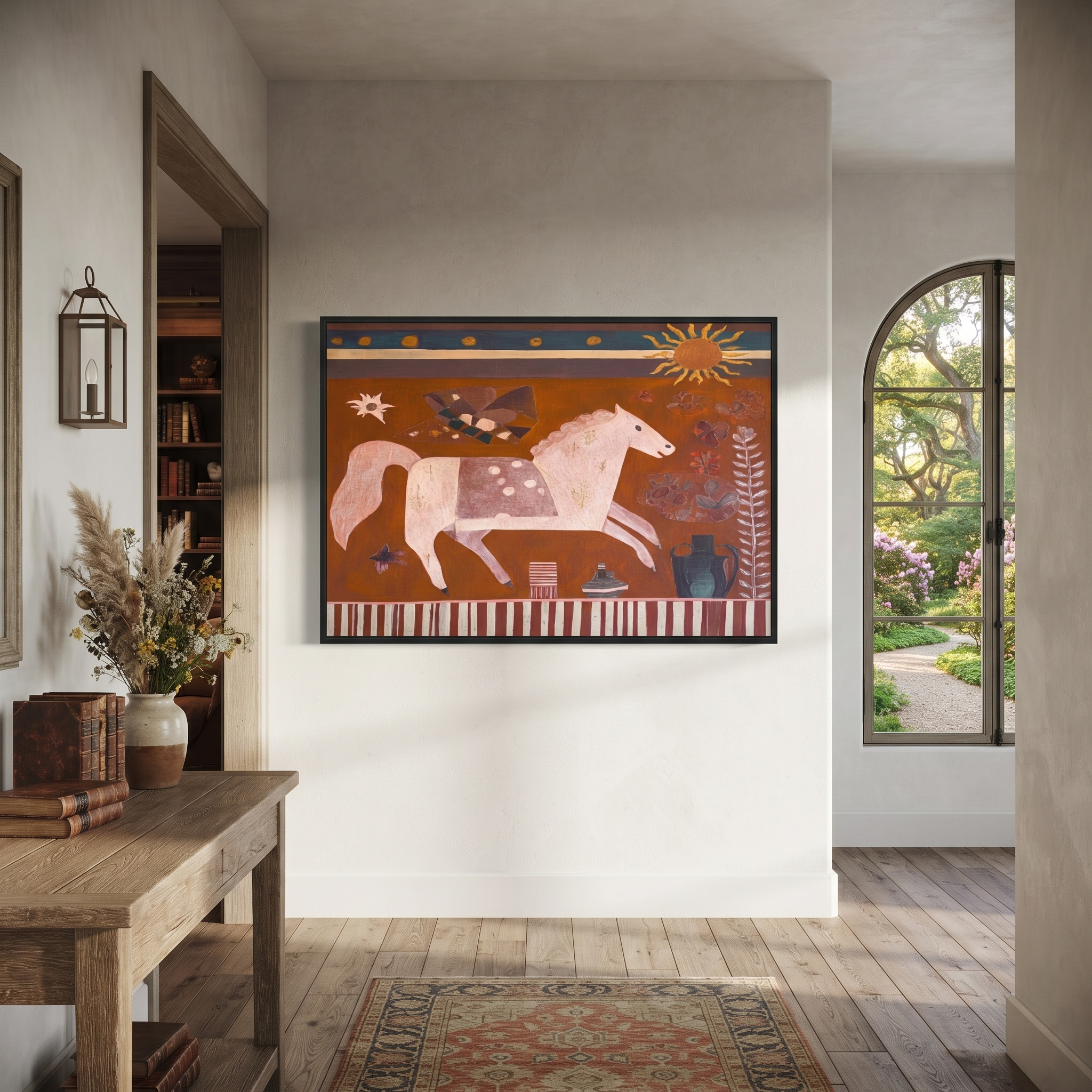 Pale Horse Runs Sunward styled with warm modern furnishings