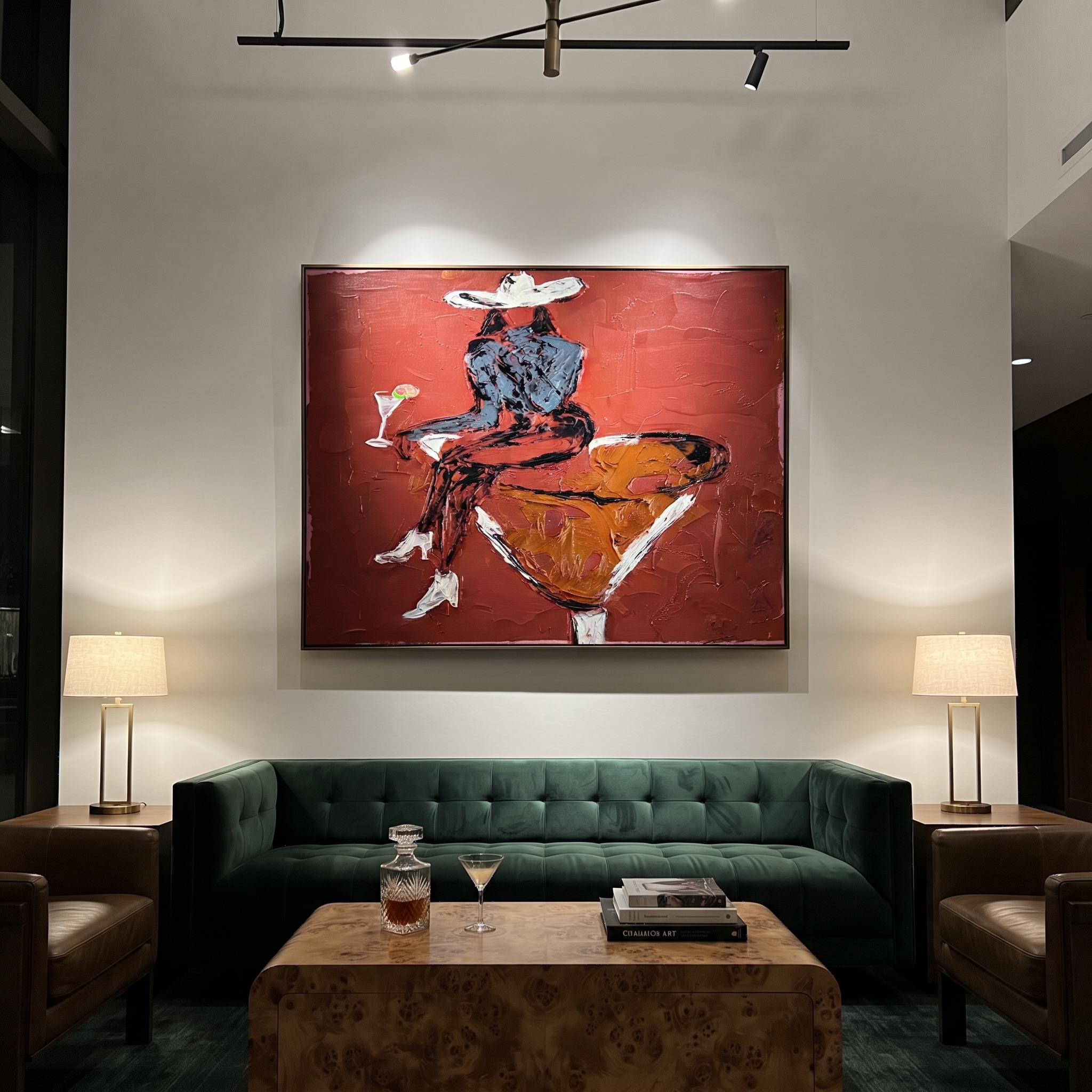 Burgundy Glass Holds Midnight presented as a colorful interior focal point