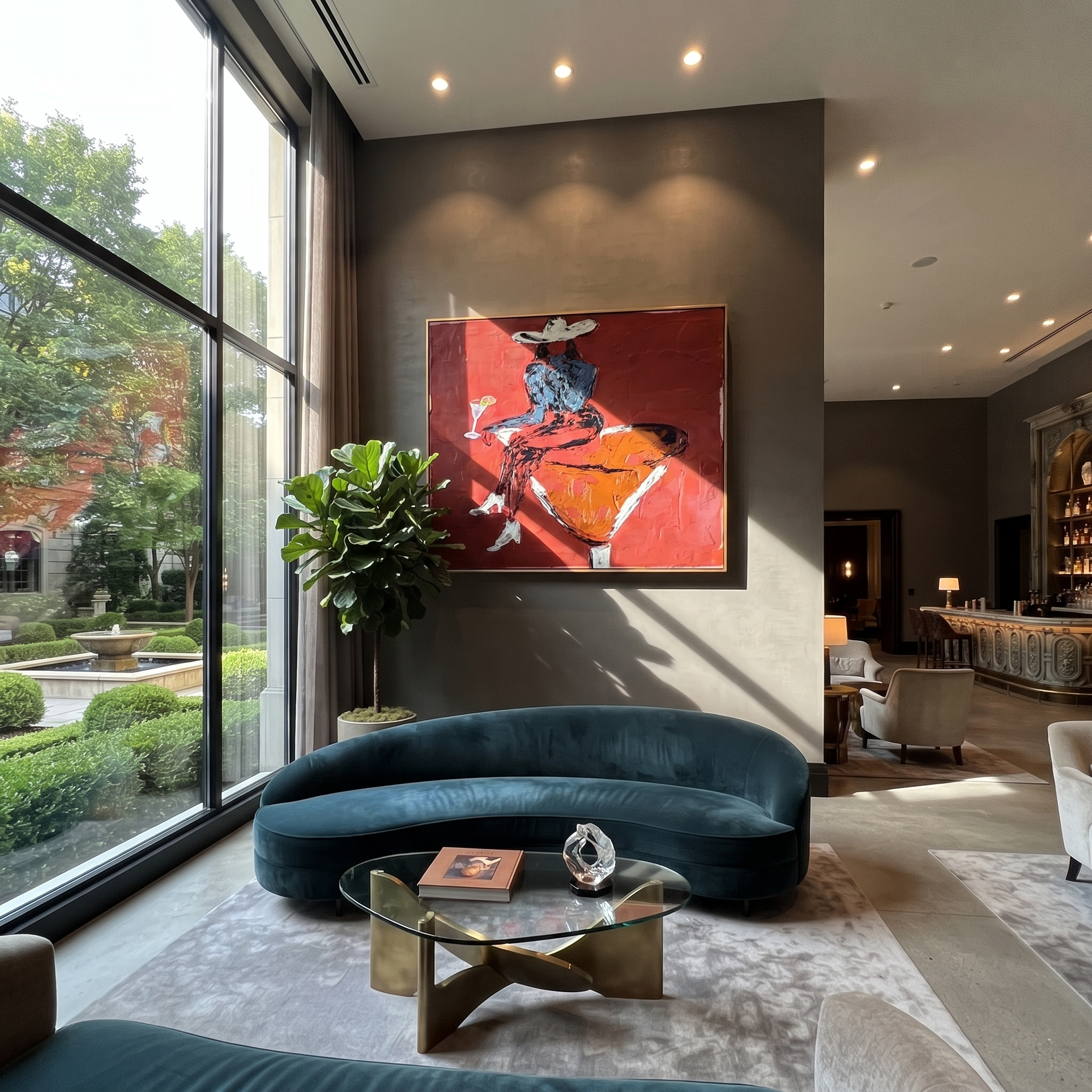 Burgundy Glass Holds Midnight styled with wood, linen, and modern decor