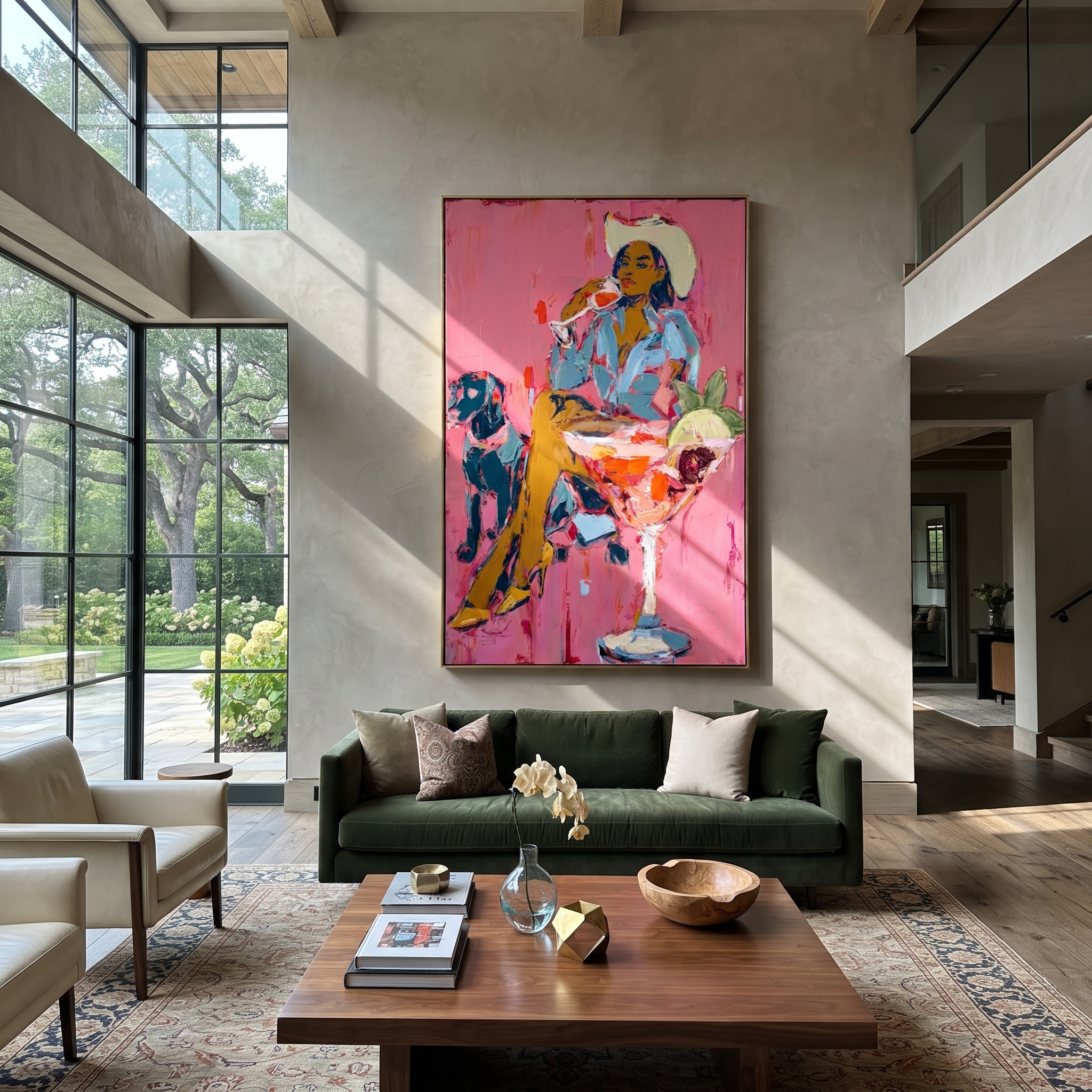 Pink Cocktails Guard Company displayed in a collected contemporary interior