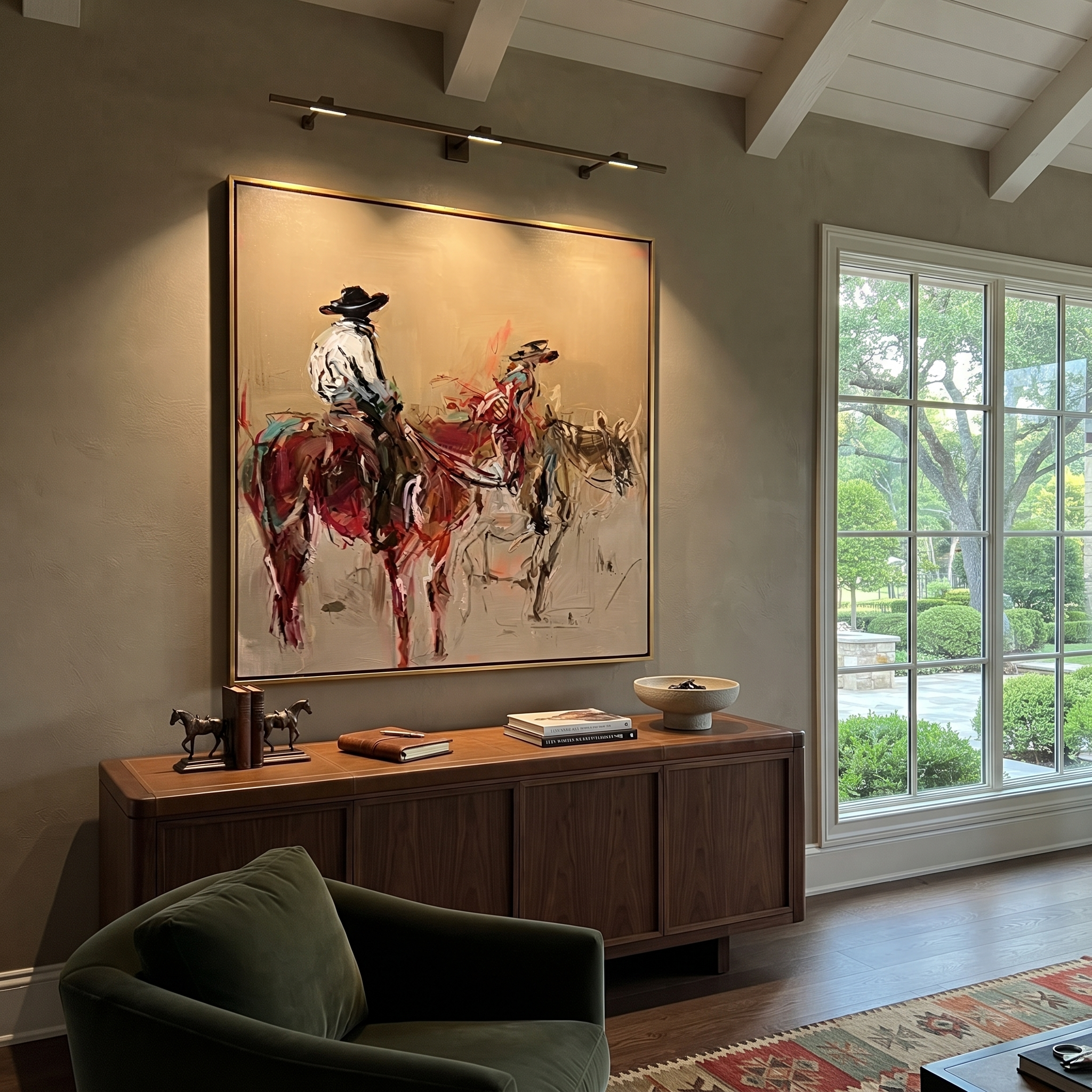 Two Riders Break Dust styled with warm modern furnishings