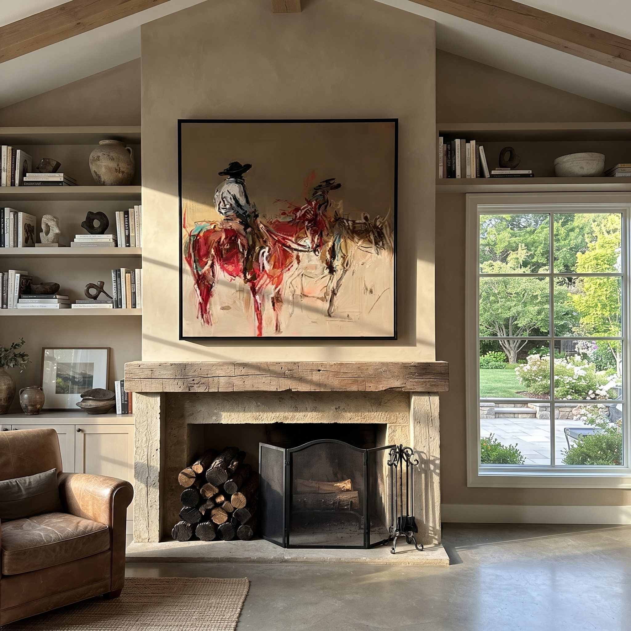 Two Riders Break Dust presented as a colorful interior focal point