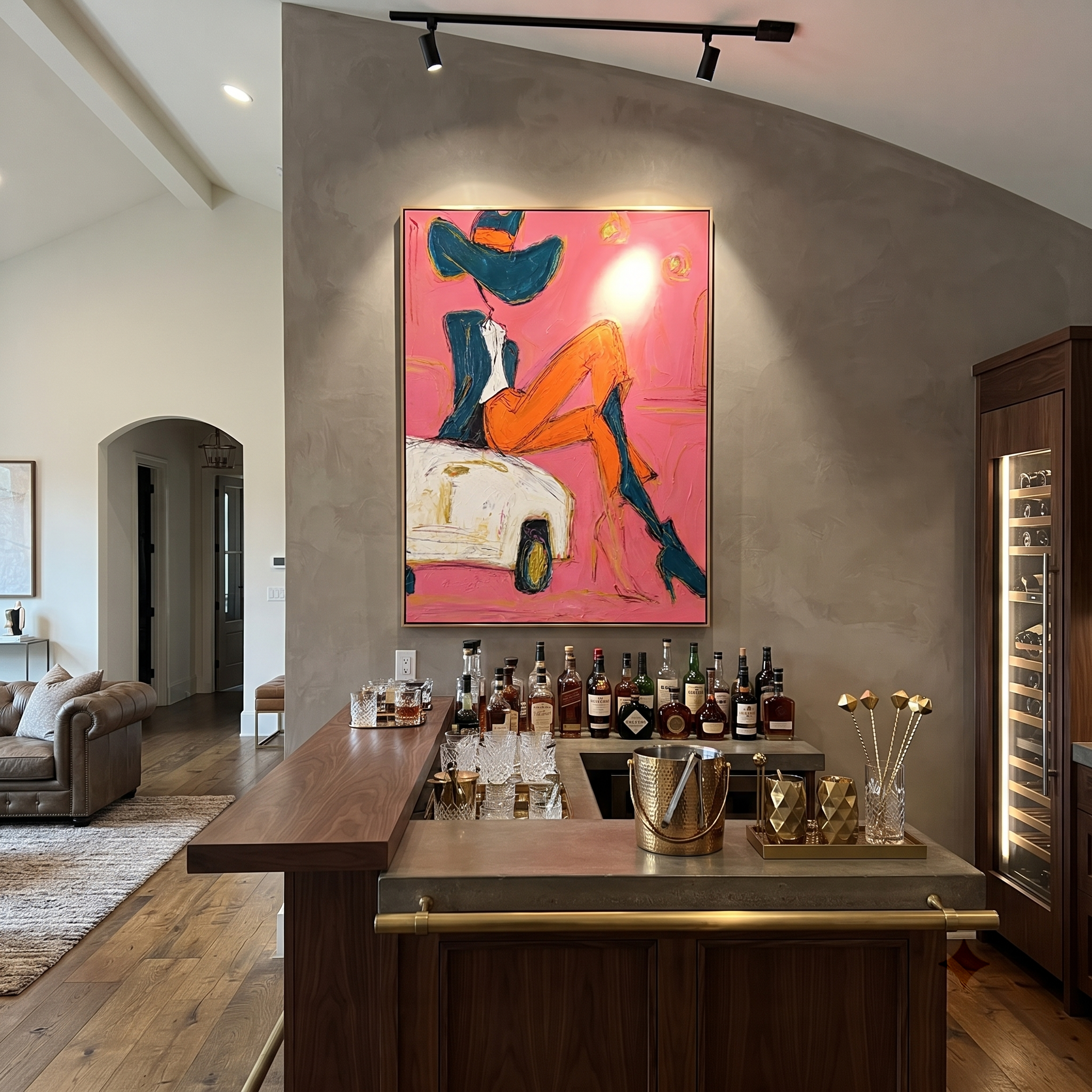 Orange Legs Chase Chrome styled with warm modern furnishings