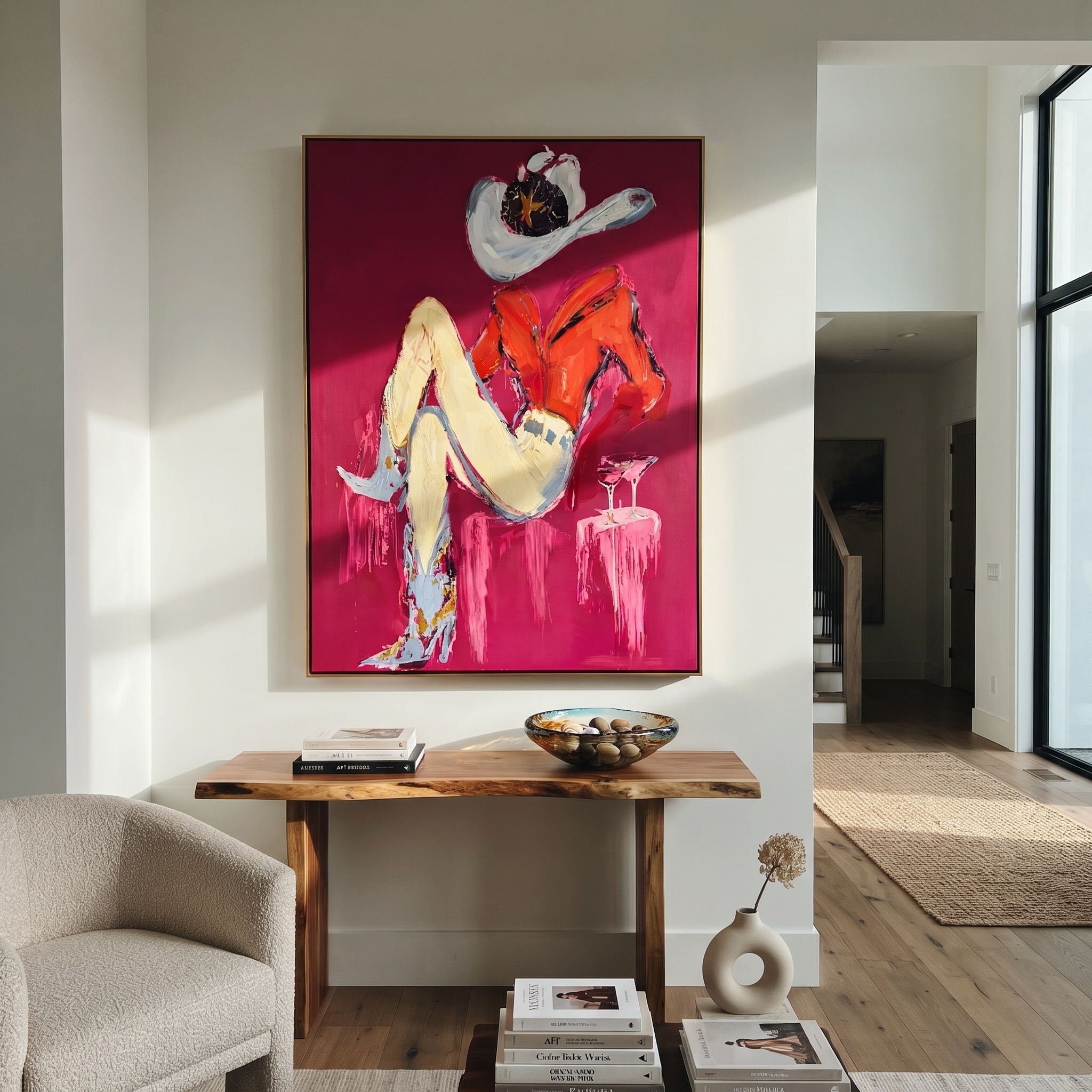 Scarlet Shirt Hides Stars presented as a colorful interior focal point