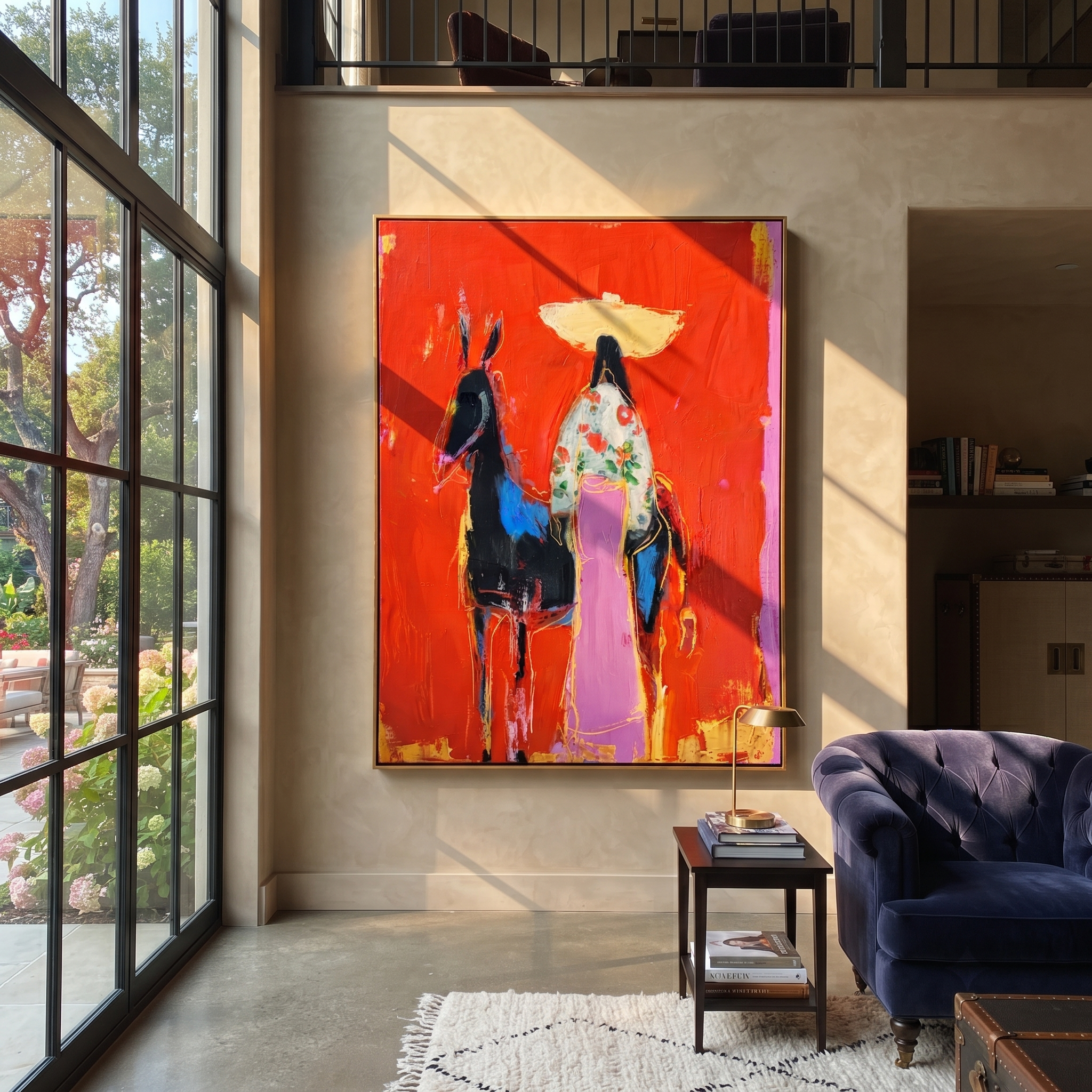 Floral Coat Meets Shadow presented as a colorful interior focal point