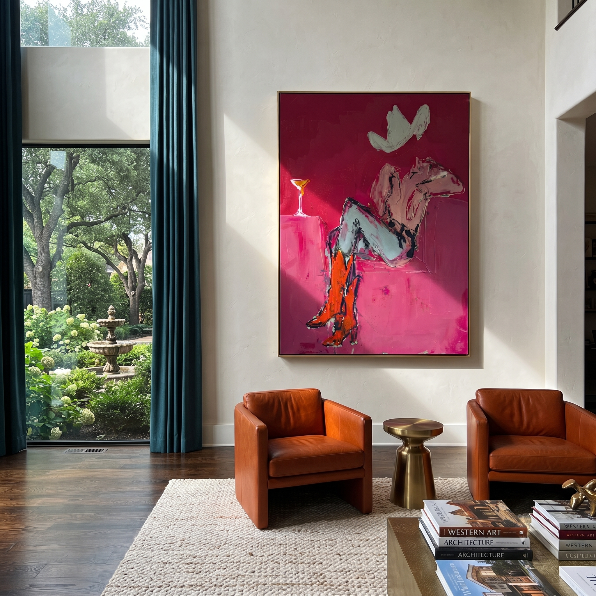 Gray Saddle Holds Evening styled with warm modern furnishings